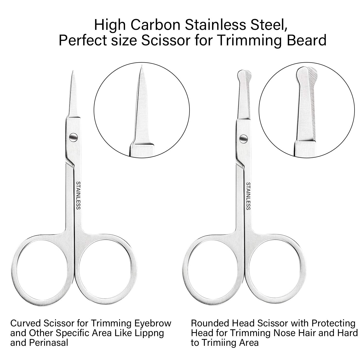TecUnite 4 Pieces Beard Trimming Scissors Set, Grooming Scissors for Men and Mustache Beard Comb Beard Grooming Trim Scissor Kit
