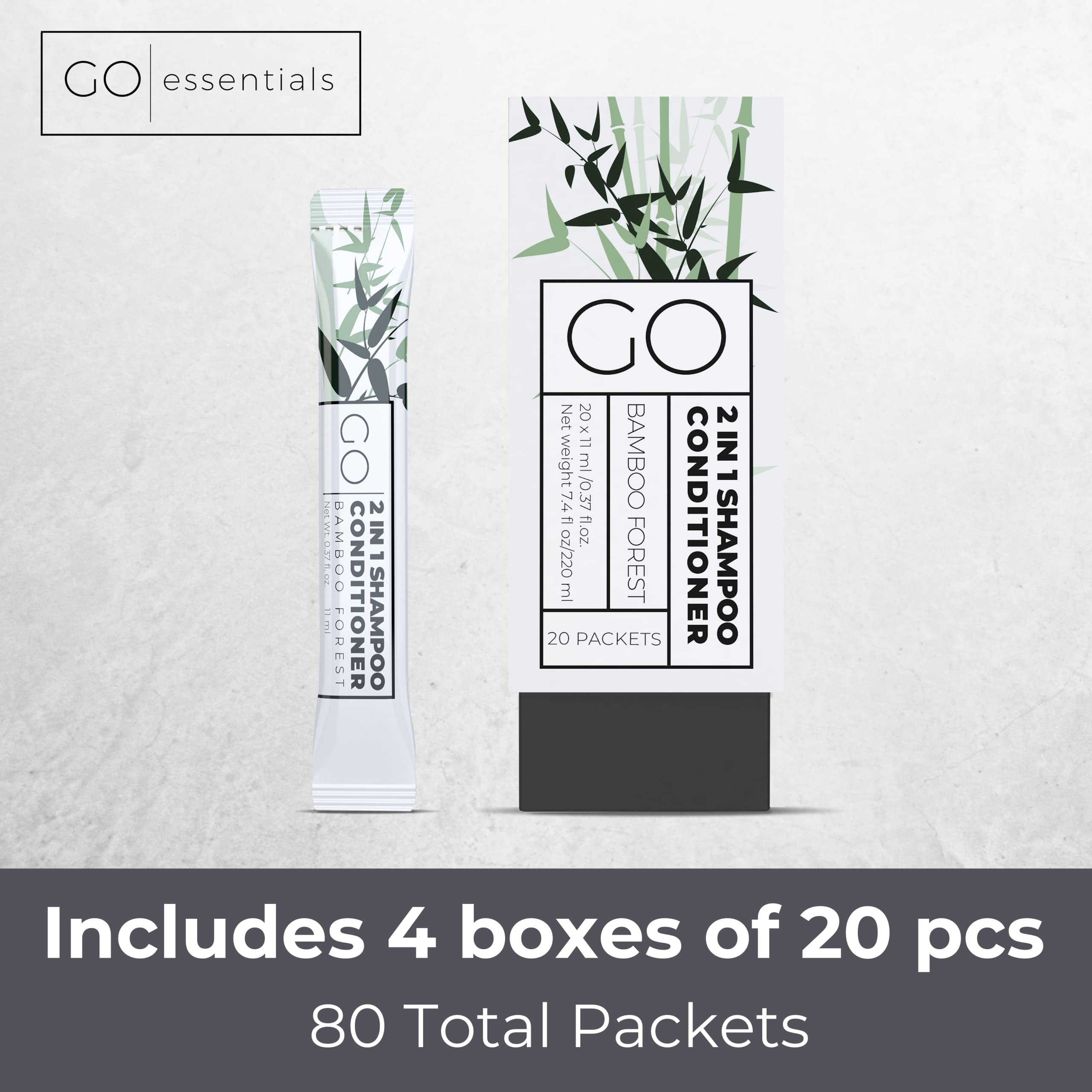 GO Essentials Travel Size Shampoo and Conditioner Set of 80 - 2 in 1 Single Use Travel Shampoo and Conditioner (Sulfate Free) -