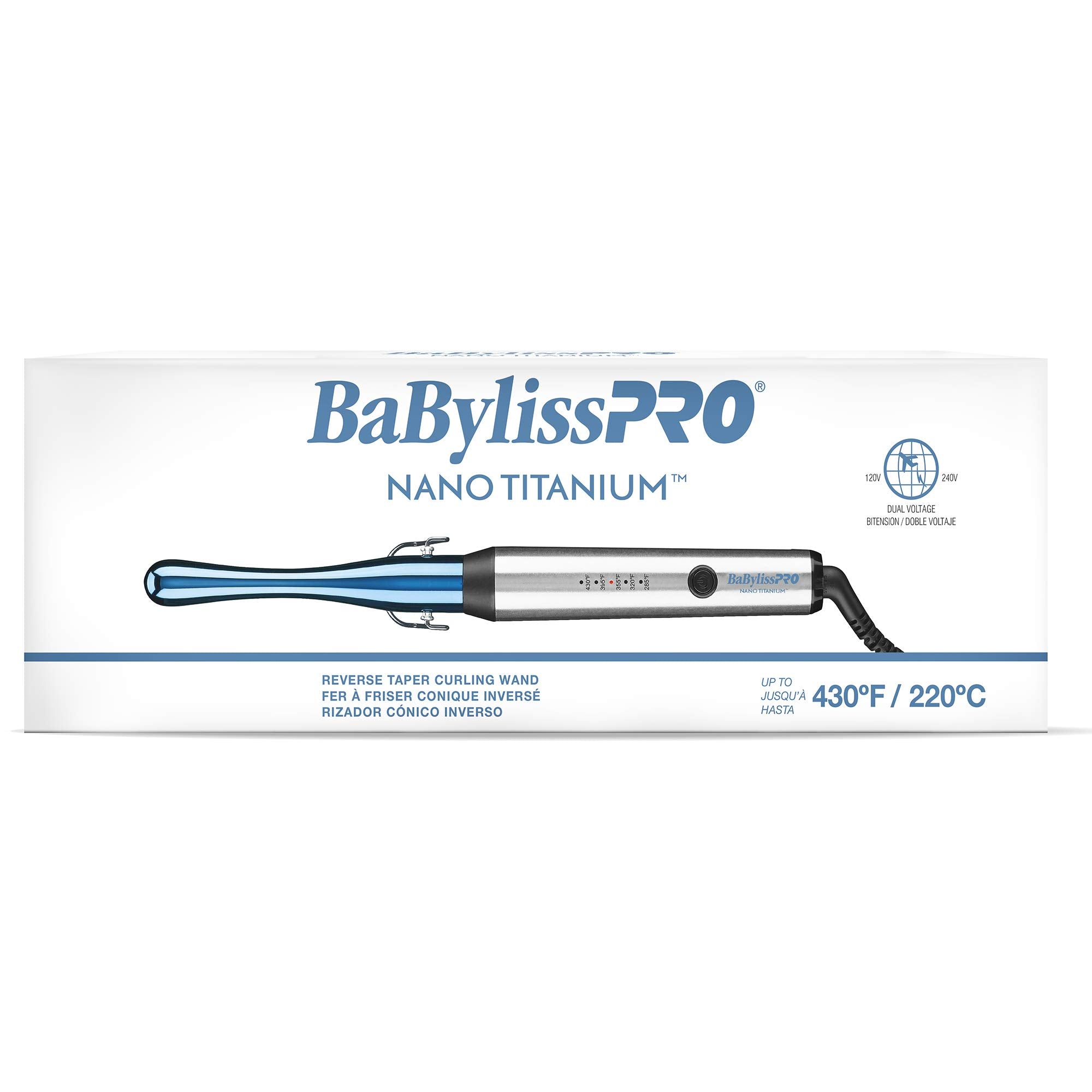 Babylisspro Nano Titanium Curling Wand, Reverse Taper Professional Hair Wand Curling Iron For Long Lasting Curls, Creates The Pe