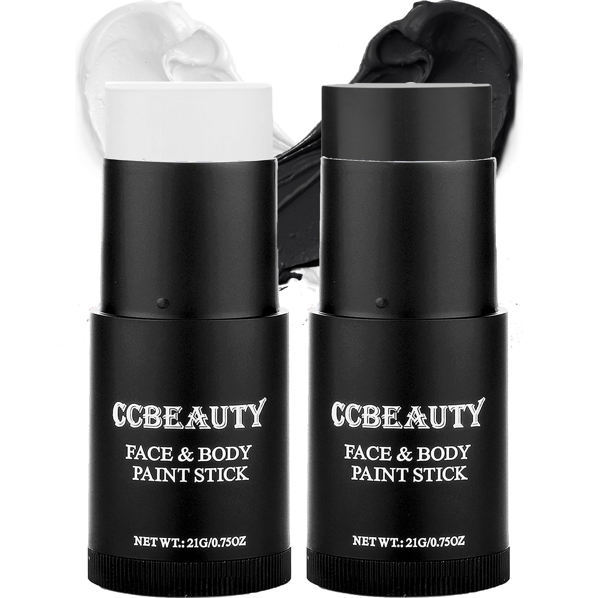 CCBeauty White Black Face Body Paint Stick, Cream Eye Black Sticks for Sports, Blendable Foundation for Clown Skeleton Vampire S