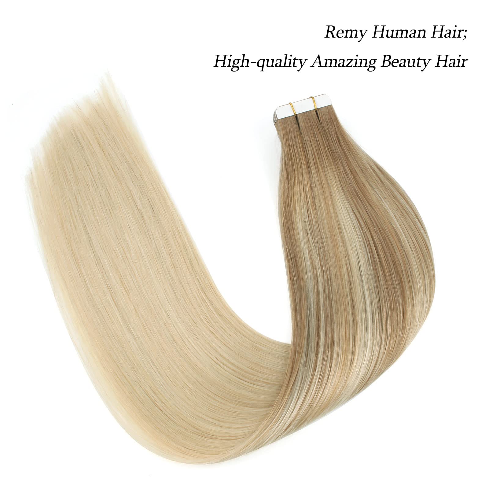 Abh Amazingbeauty Hair Tape In Hair Extension Human Hair Semi-Permanent Balayage Real Remy Human Hair 20Pcs 50G Ash Brown Fading