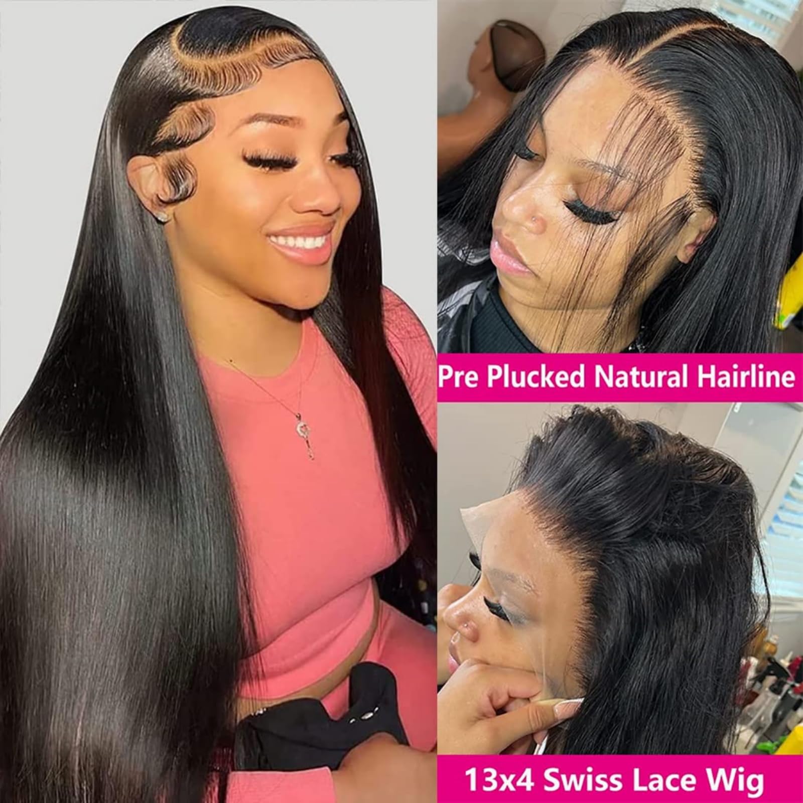 13X4 Lace Front Wigs Human Hair Pre Plucked With Baby Hair 150% Density Straight Brazilian Virgin Frontal Wigs Human Hair 13X4 G