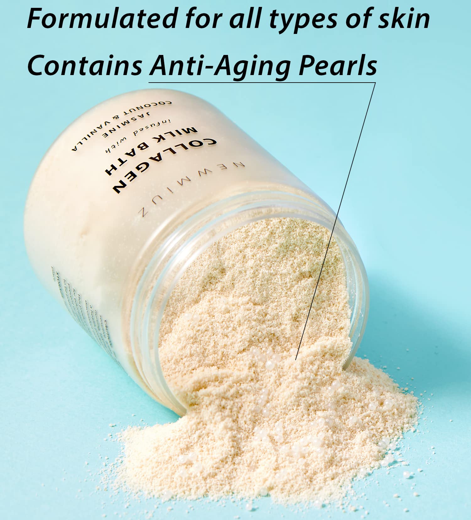 Creamy Coconut Collagen Milk Bath Soak Powder Moisturize & Soften Skin - Vanilla Jasmine Luxury Spa Bubble Bath Salt Mother'S Bi