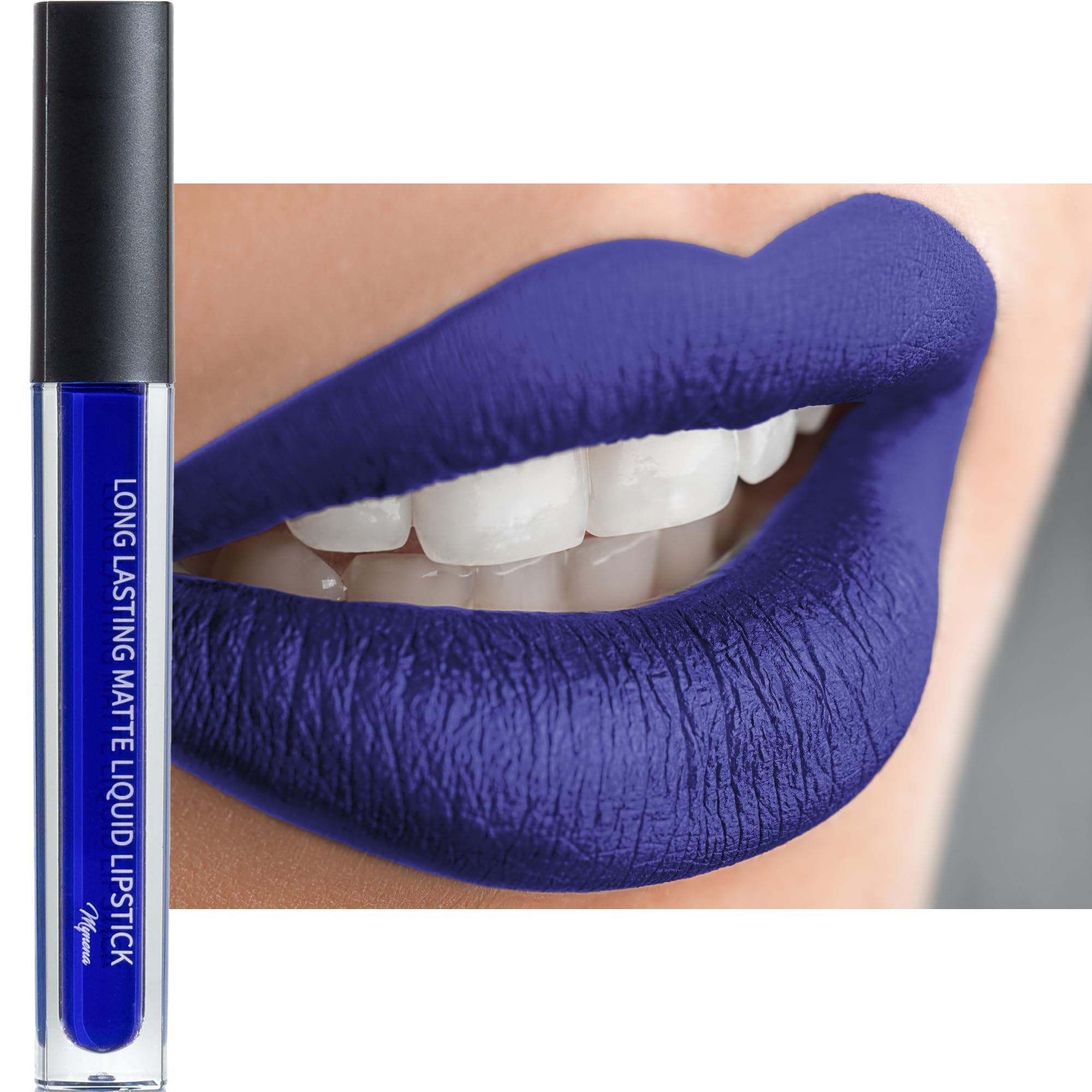 Mynena Blue Long-Lasting Matte Liquid Lipstick | Intense Color, Smudge-Proof & Waterproof | Comfortable, Hydrating Shea Butter |