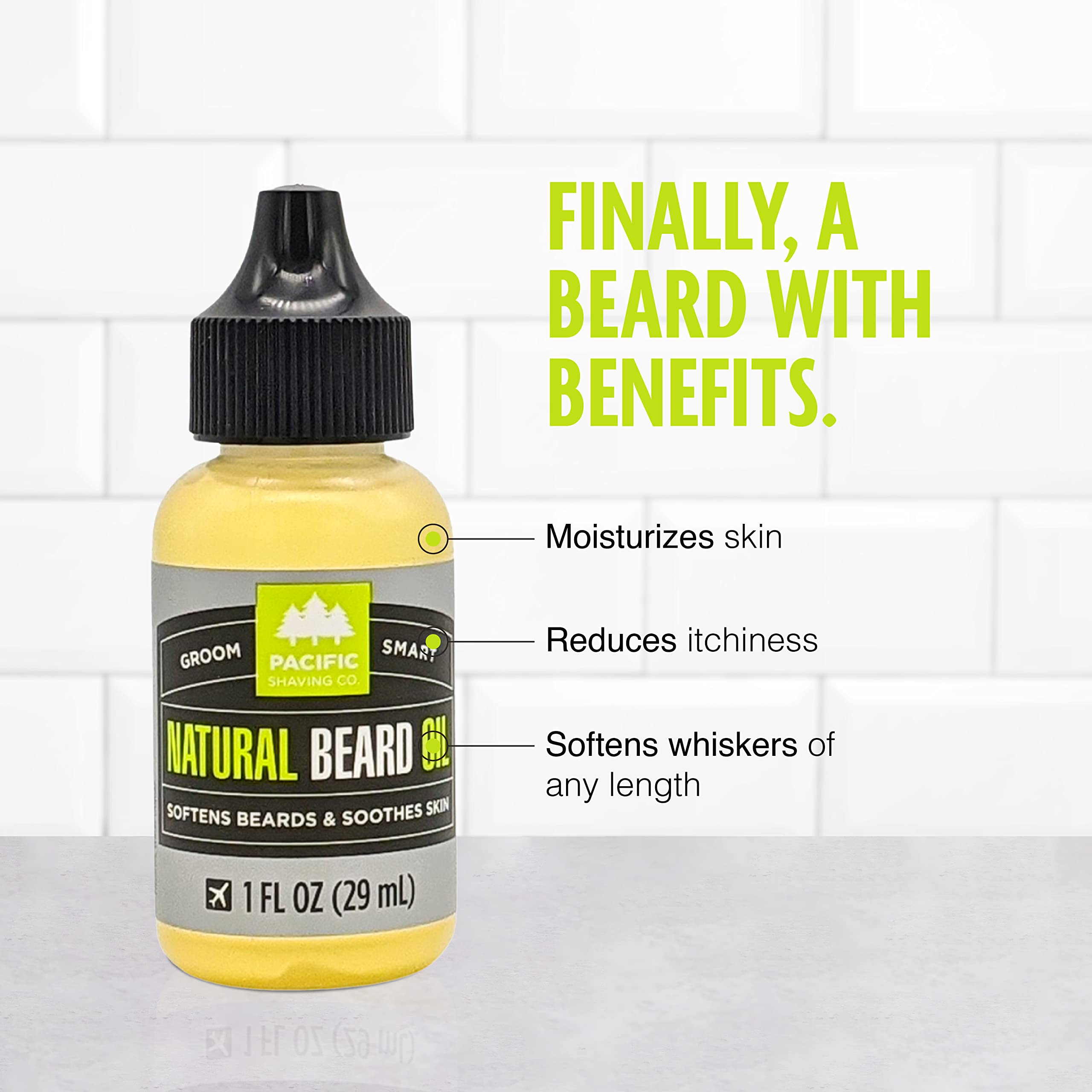 Pacific Shaving Company Natural Beard Oil - Beard Moisturizer & Conditioner for Men - Grooming Oil to Reduce Itchiness & Soothe
