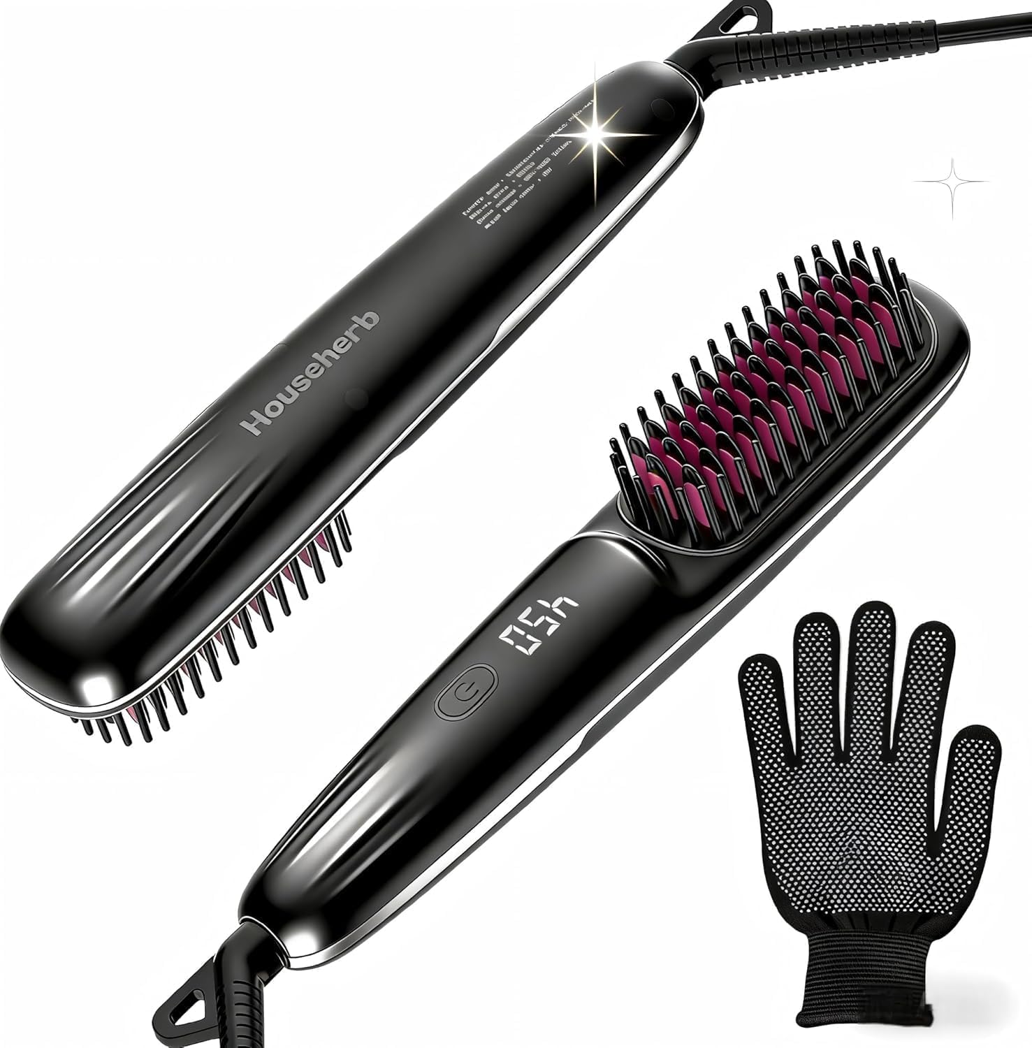 Hair Straightener Brush Women, 2in1 Hot Comb Straightening, 9 Settings
