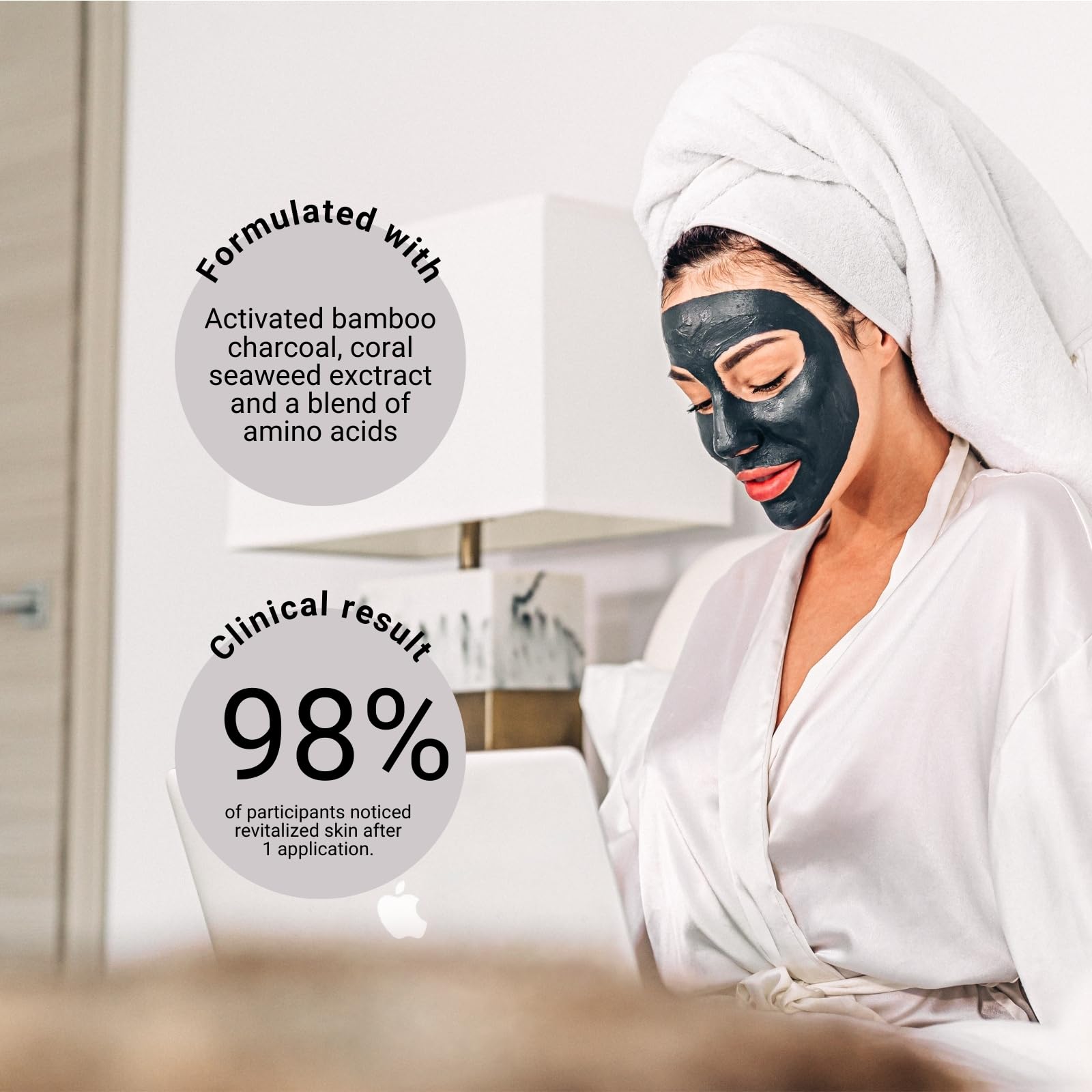 G.M. Collin Charcoal Mask | Facial Acne Treatment With Activated Bamboo Charcoal For Hydrating And Clarifying