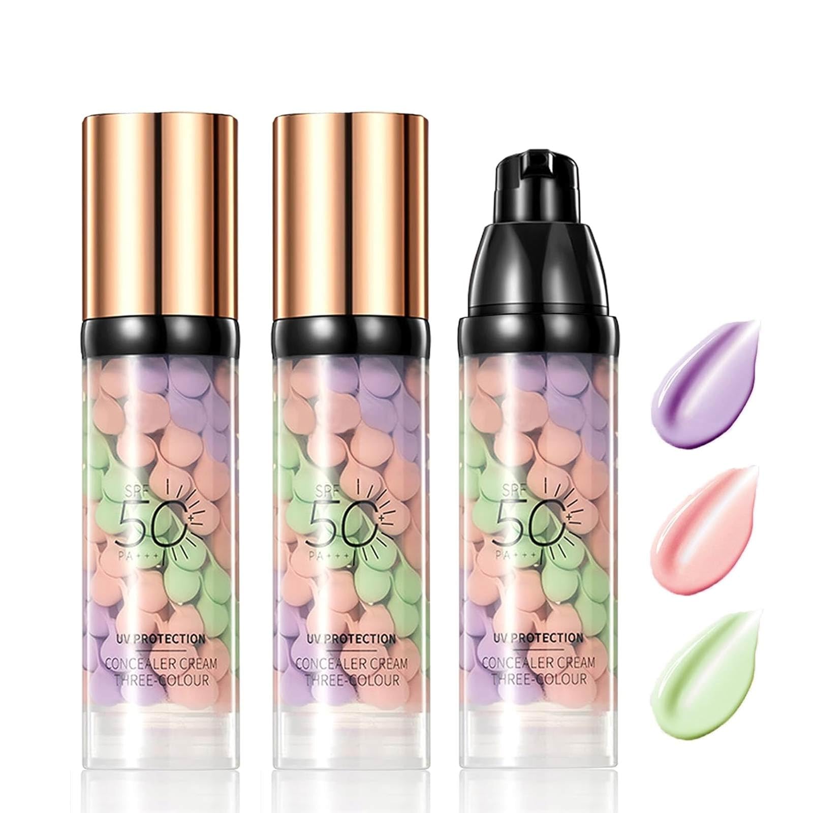 2PCS 3 In 1 Primer for Face Before Makeup, SPF 50 PA+++, One Step Color Correcting Primer, Sunscreen Isolation Cream, Oil Contro