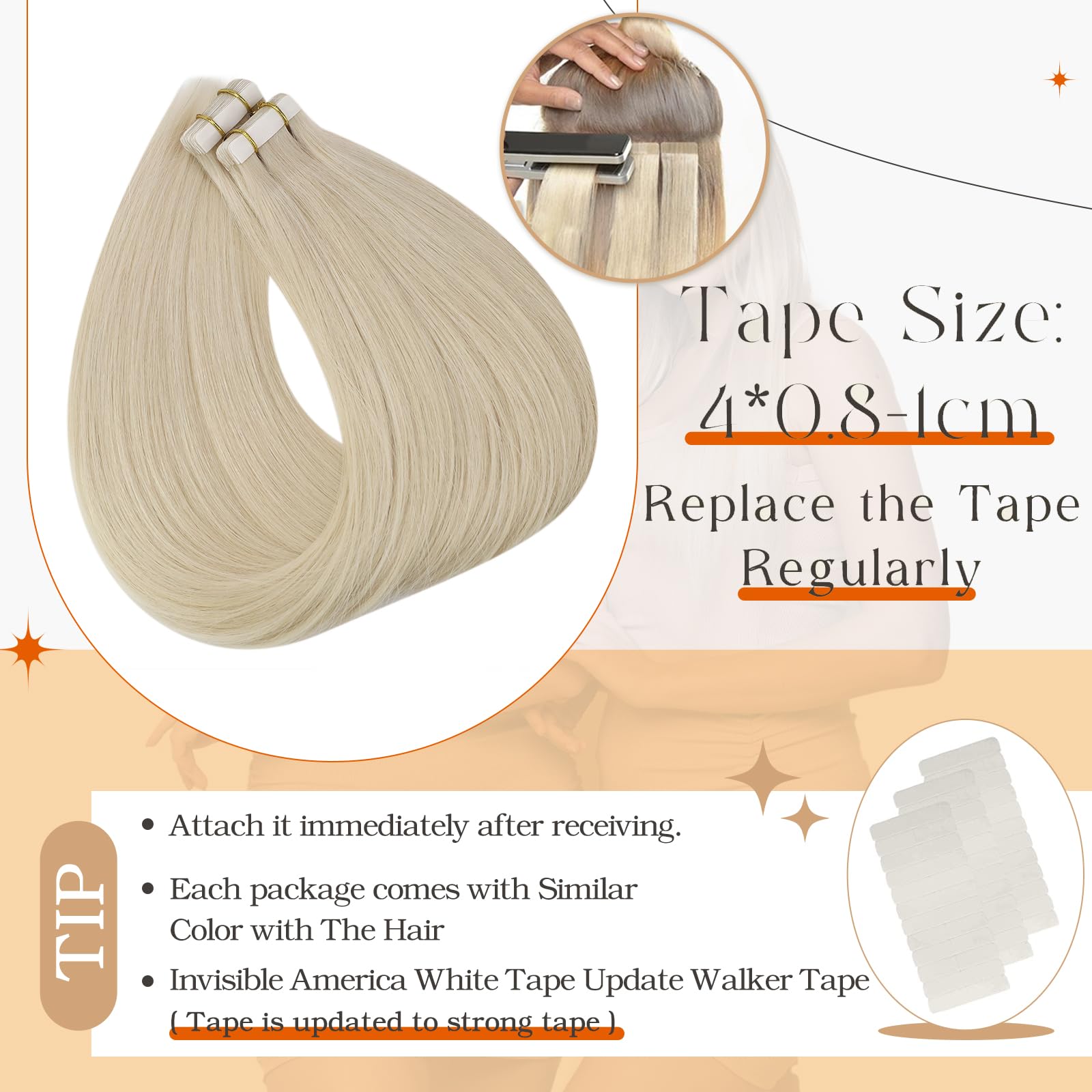 Full Shine Tape In Real Hair Extensions Blonde Real Human Hair 10 Inch Tape In Extensions Human Hair For Women 30 Gram 20 Pcs Do