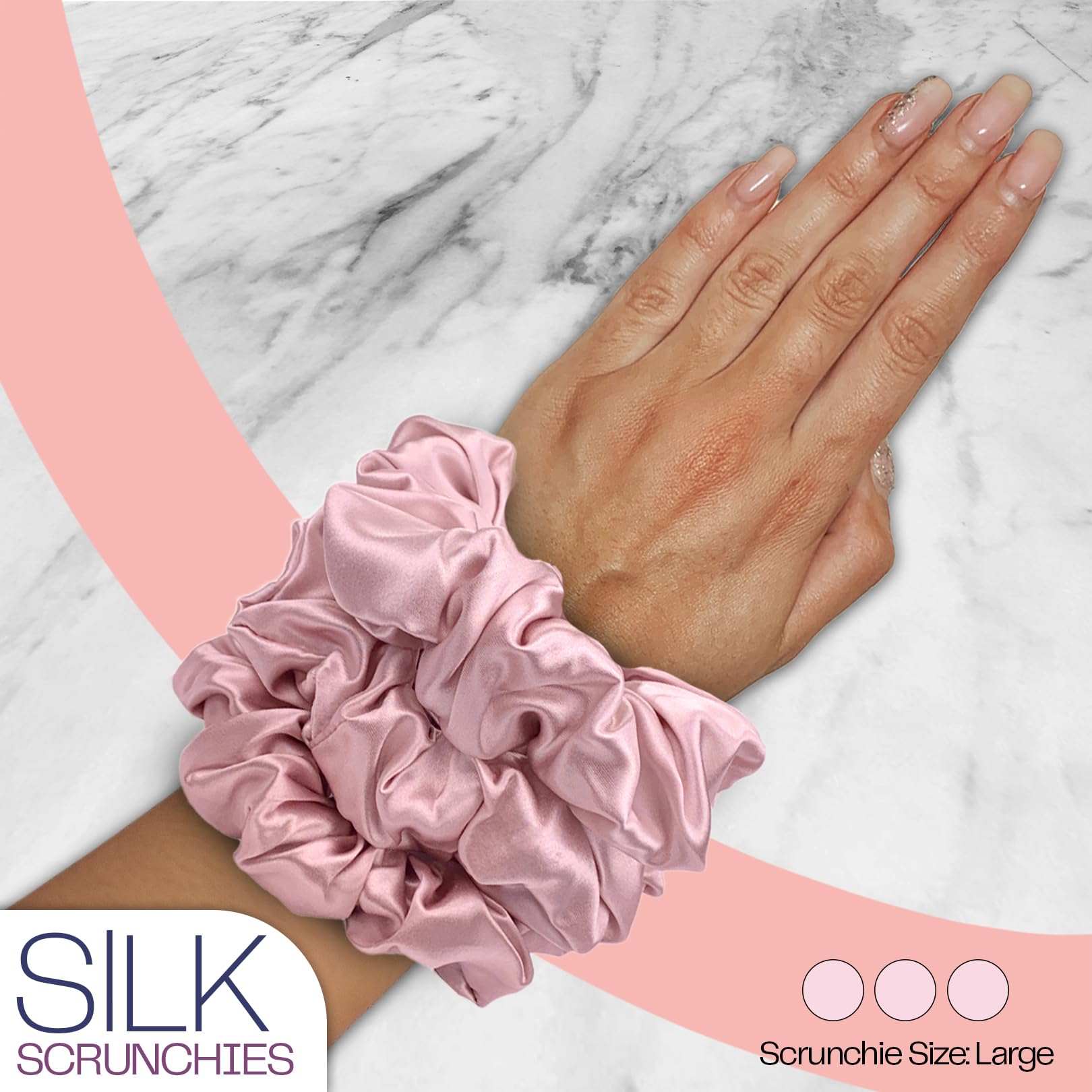Celestial Silk Mulberry Silk Scrunchies For Hair (Soft Pink)