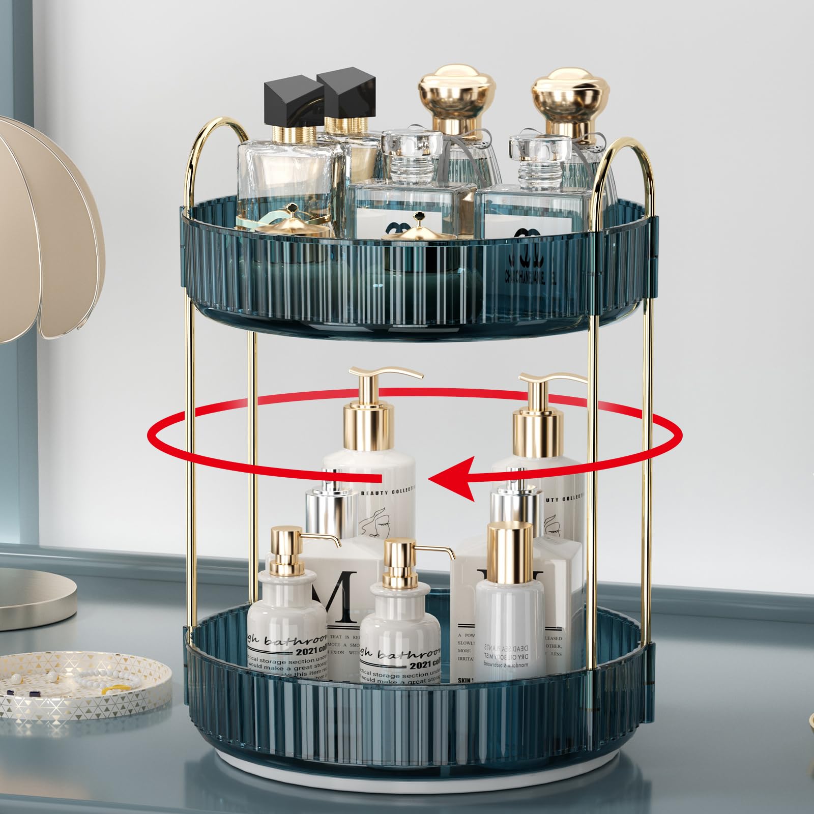 Weidace 360 Rotating Makeup Organizer For Vanity, Bathroom Countertop Organizer Spinning Perfume Organizer, High-Capacity Cosmet