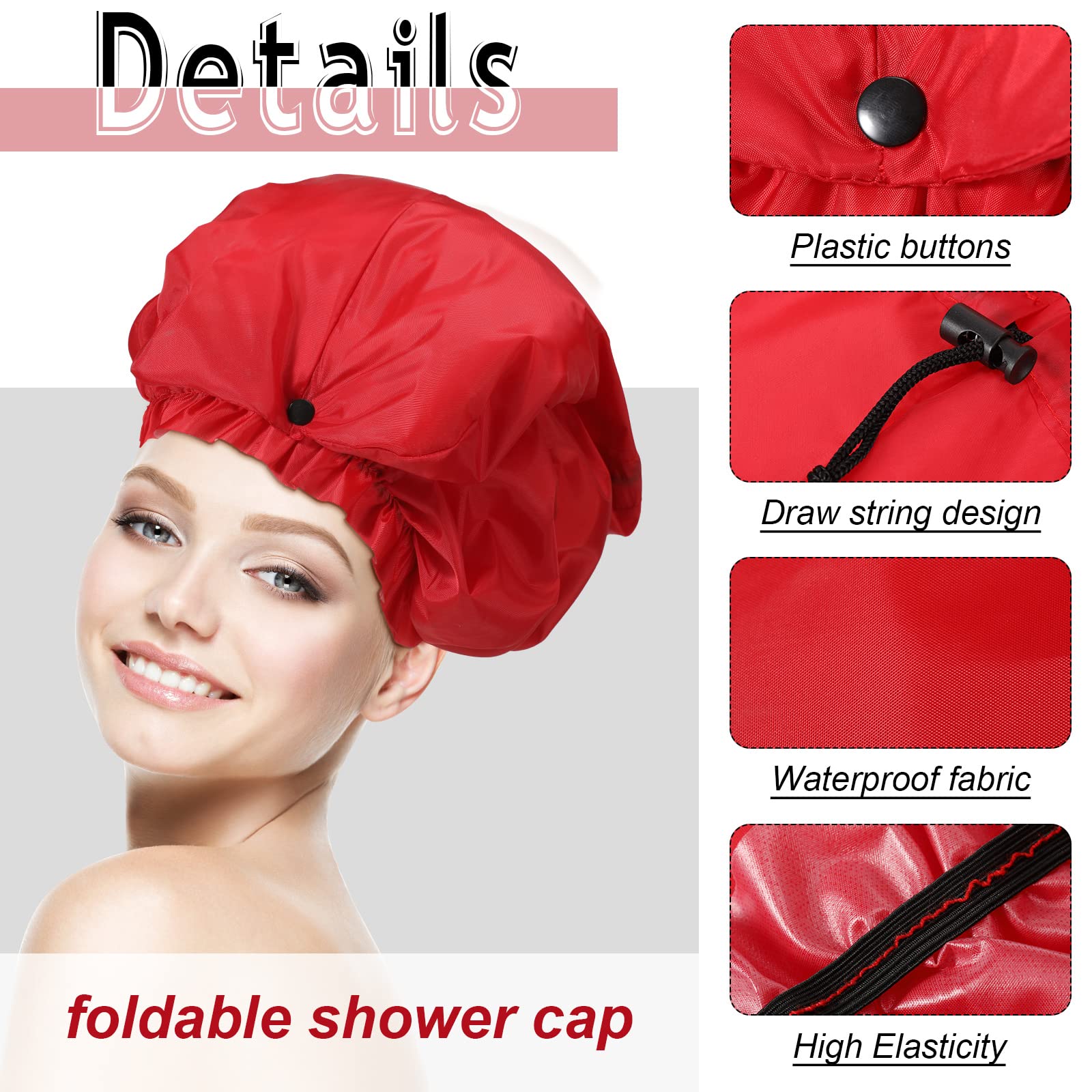4 Pcs Jumbo Braids Shower Caps For Women Long Hair Extra Large Shower Caps For Dreadlocks Foldable Waterproof Hair Bonnets Plast