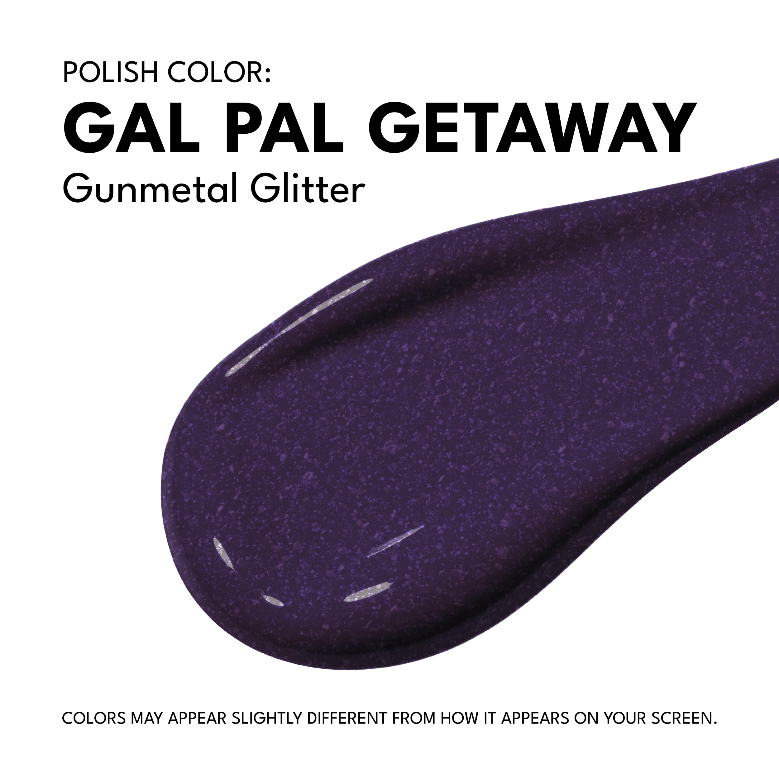 Red Carpet Manicure Fortify & Protect Gunmetal Glitter Gel Polish for Strong, Healthy Nails - Infused with Vitamin A & Biotin -