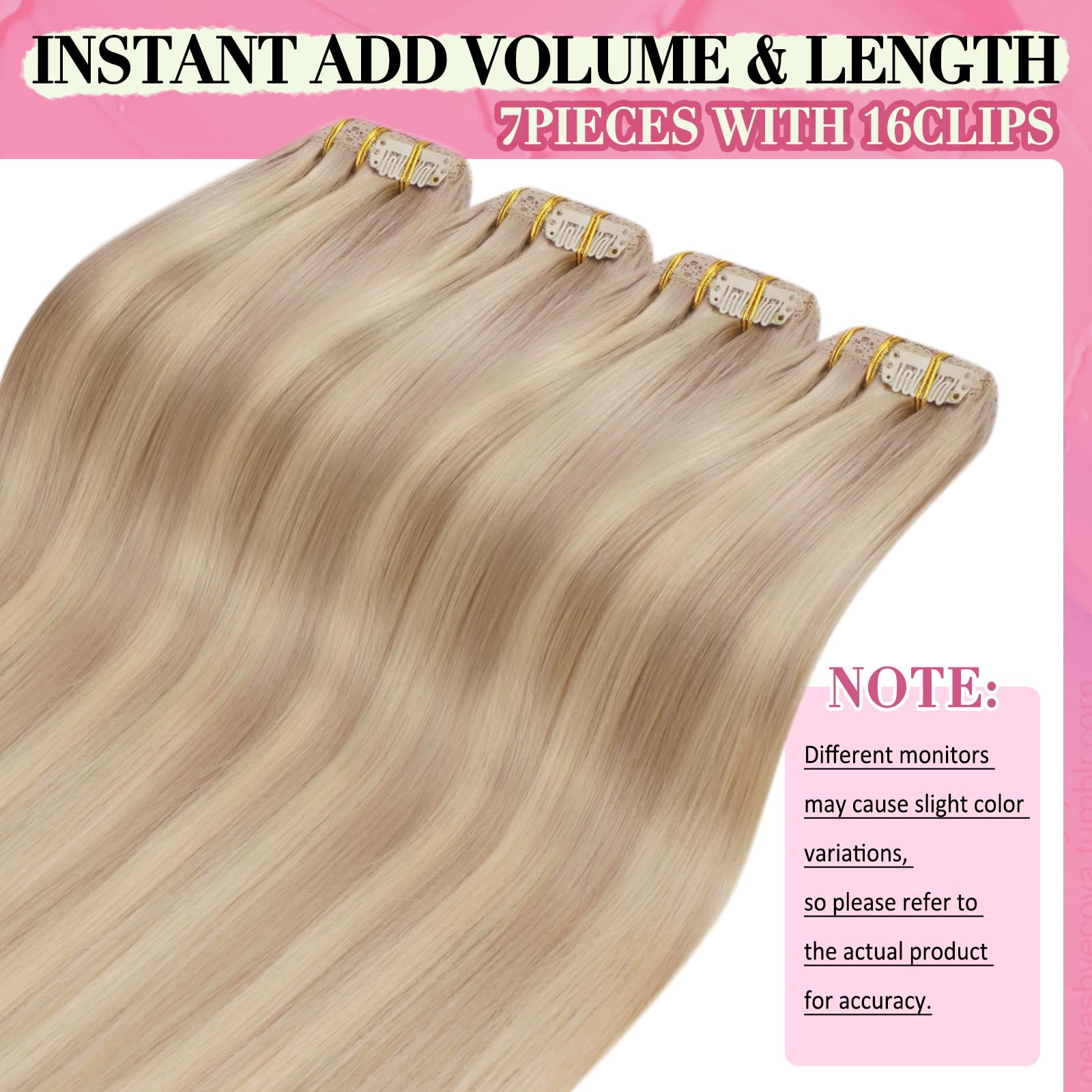 YoungSee 135G Clip in Hair Extensions Highlight Straight Hair Extensions Clip ins Lace Clip on Hair Extensions Warm Ash Blonde H