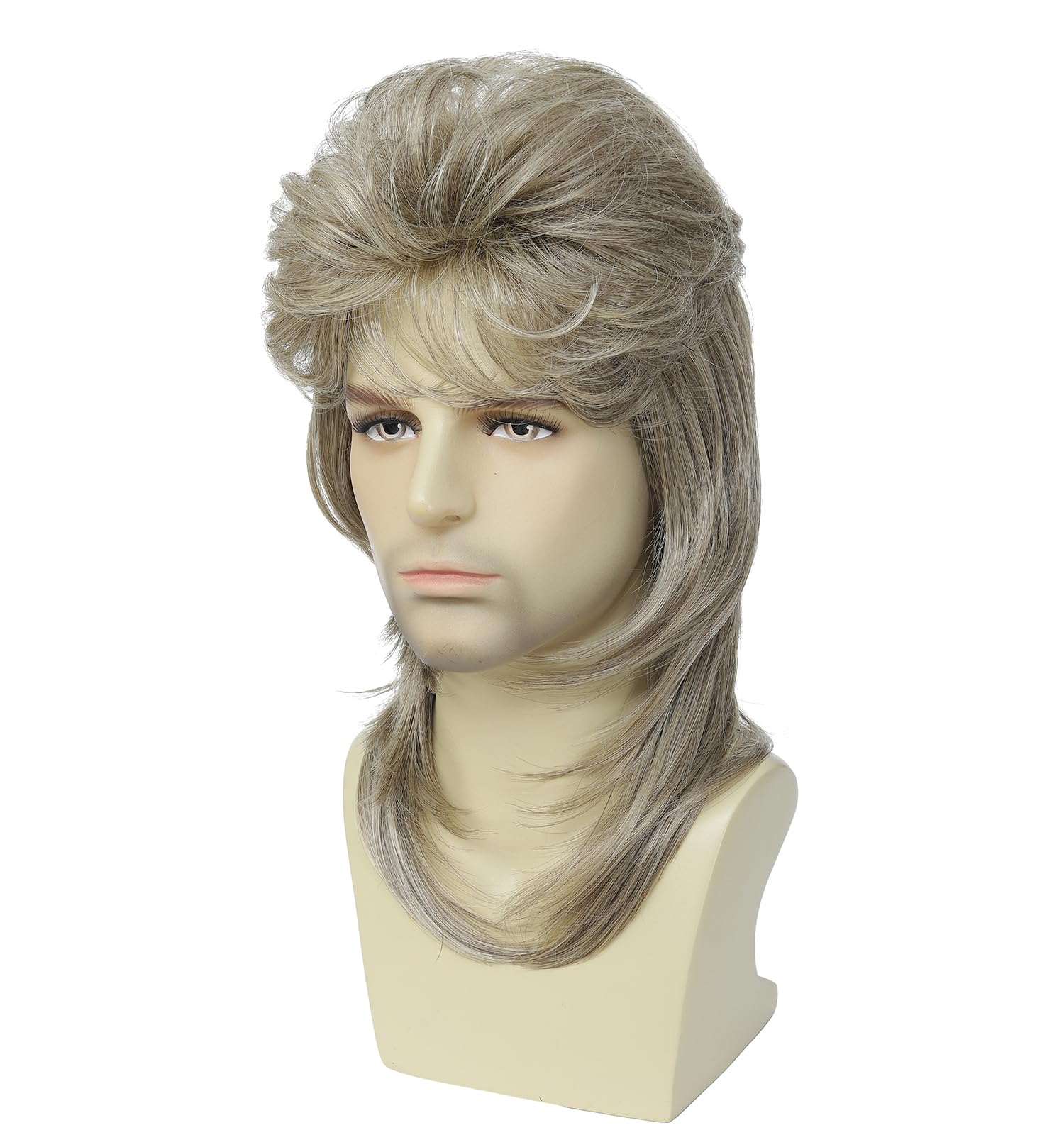 Traqur Mullet Wigs for Men Joe Dirt Emo Wig 80s 90s Costumes Fancy Party Accessory Cosplay Wig Halloween Man x (Blonde)