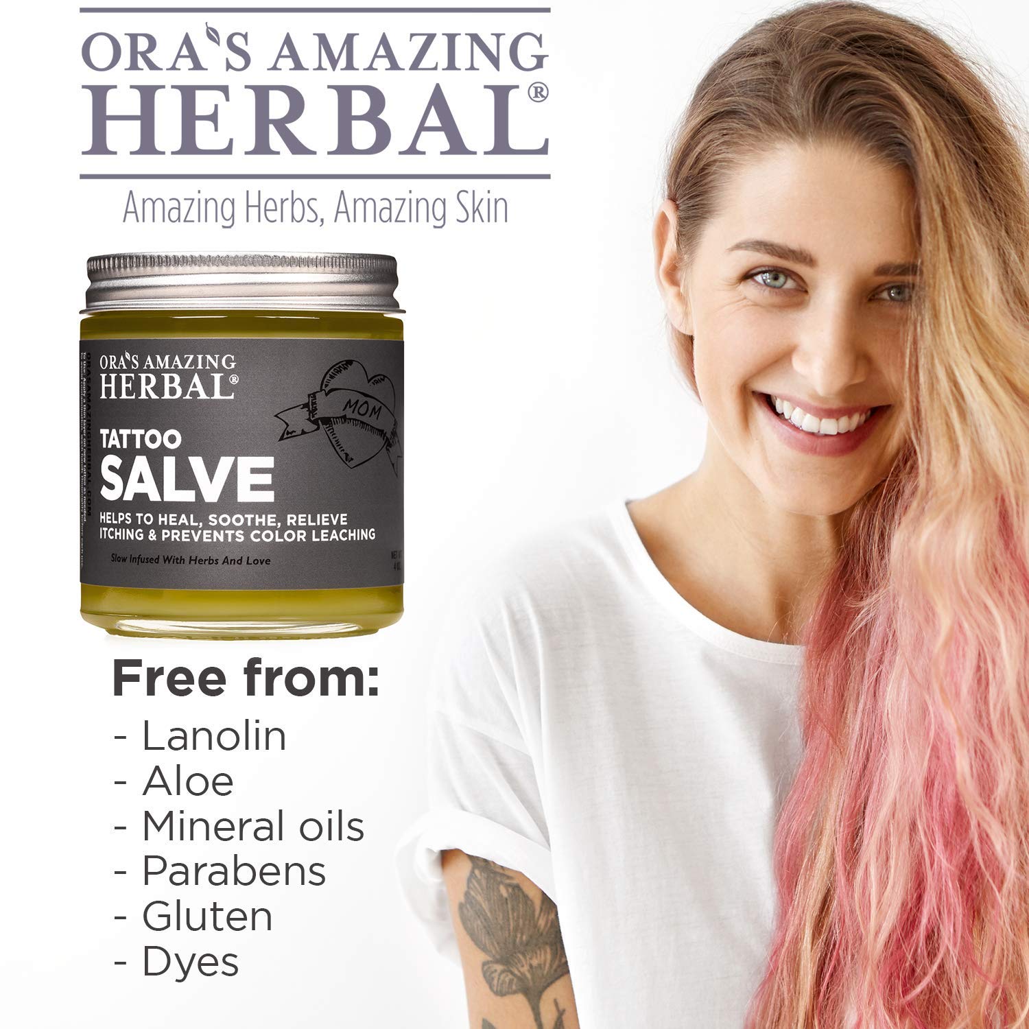 Tattoo Salve and Beard Oil Gift Set for Men with Tattoos and Beards, Tattoo Gifts, Made in The USA, Ora's Amazing Herbal (Tattoo