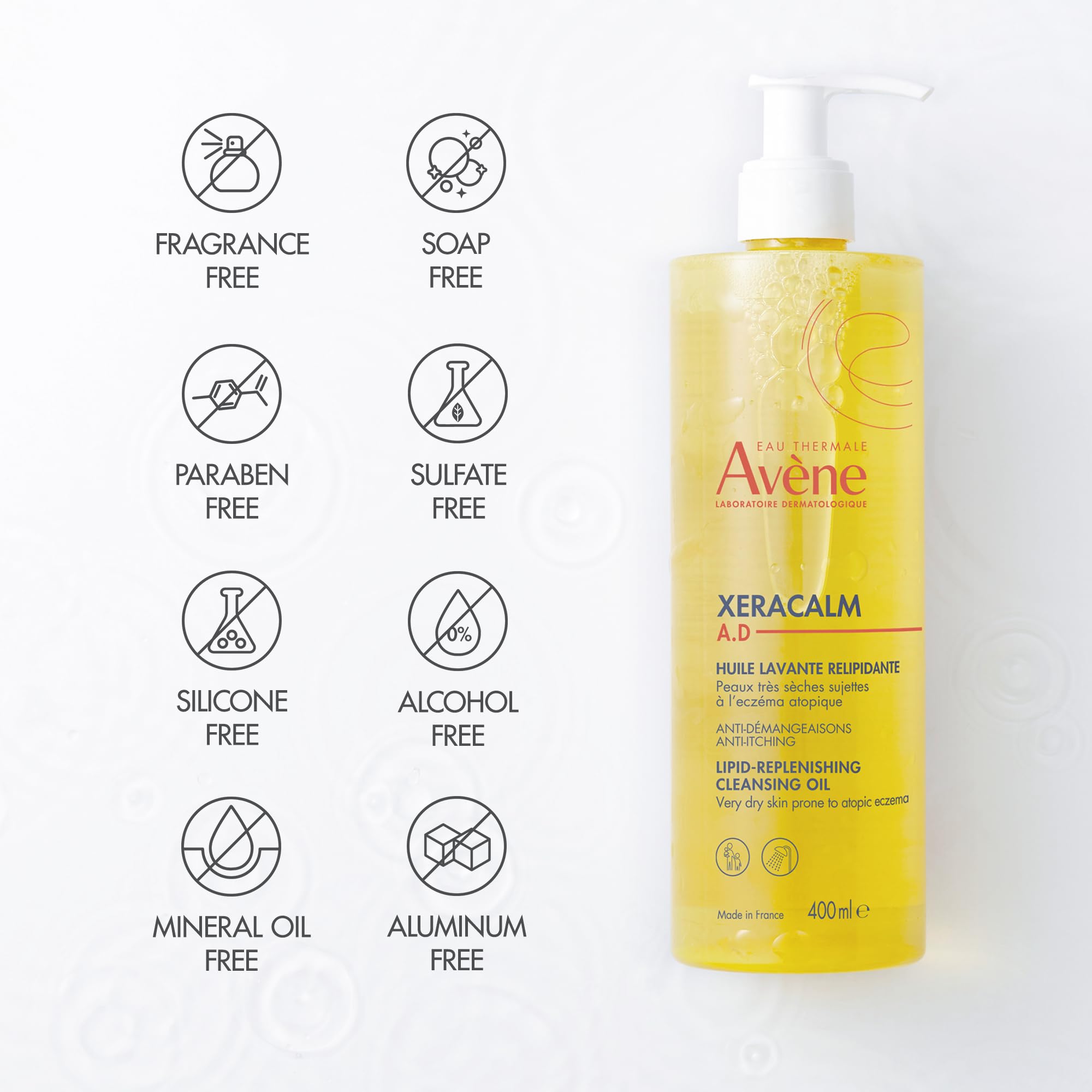 Eau Thermale Avane Xeracalm Ad Lipid-Replenishing Cleansing Oil, Atopic Dermatitis, Eczema-Prone, Fragrance-Free, Pump, 135 Oz