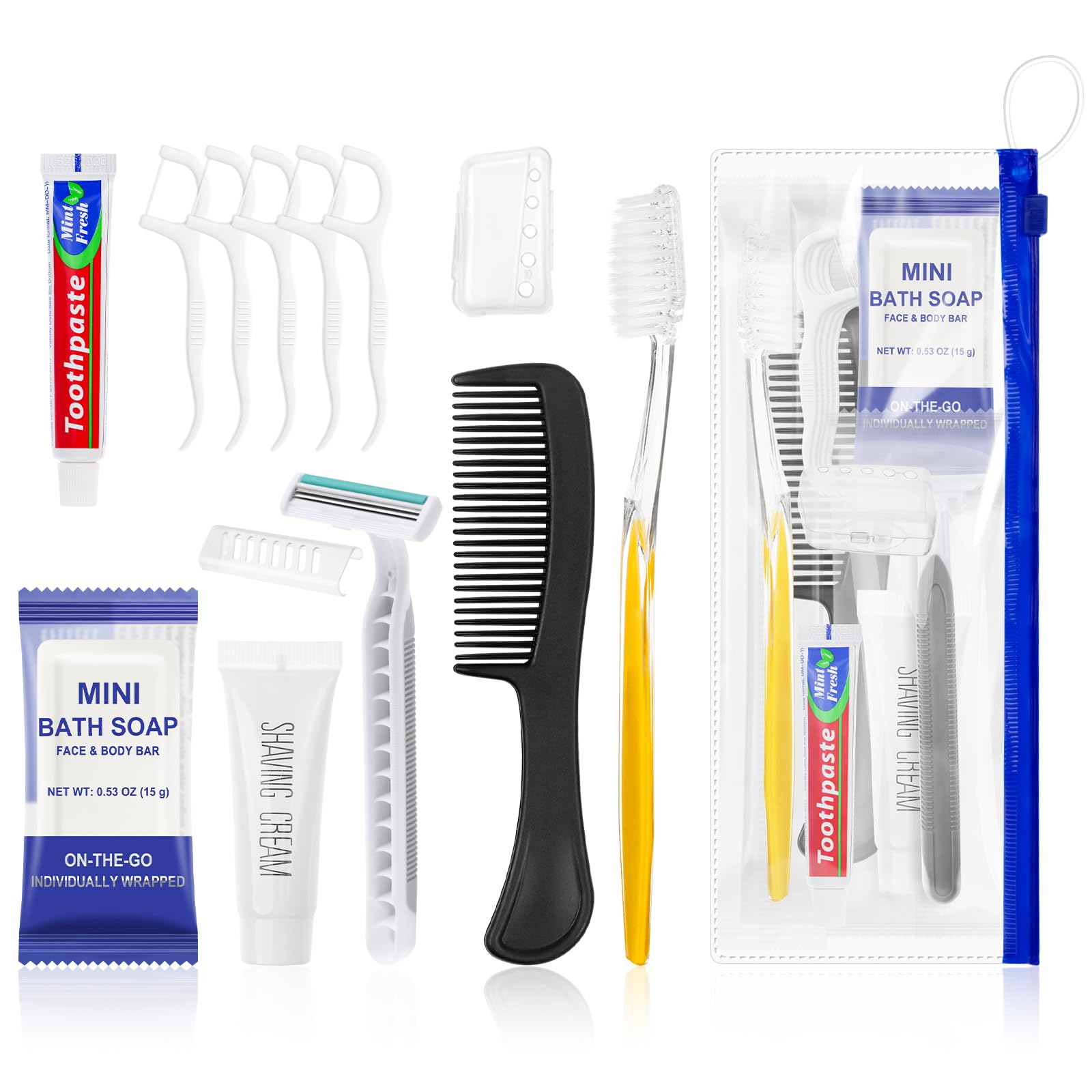 Xuezoioy Personal Hygiene Kit Bulk,10 Sets Yellow Travel Size Toiletry Kits