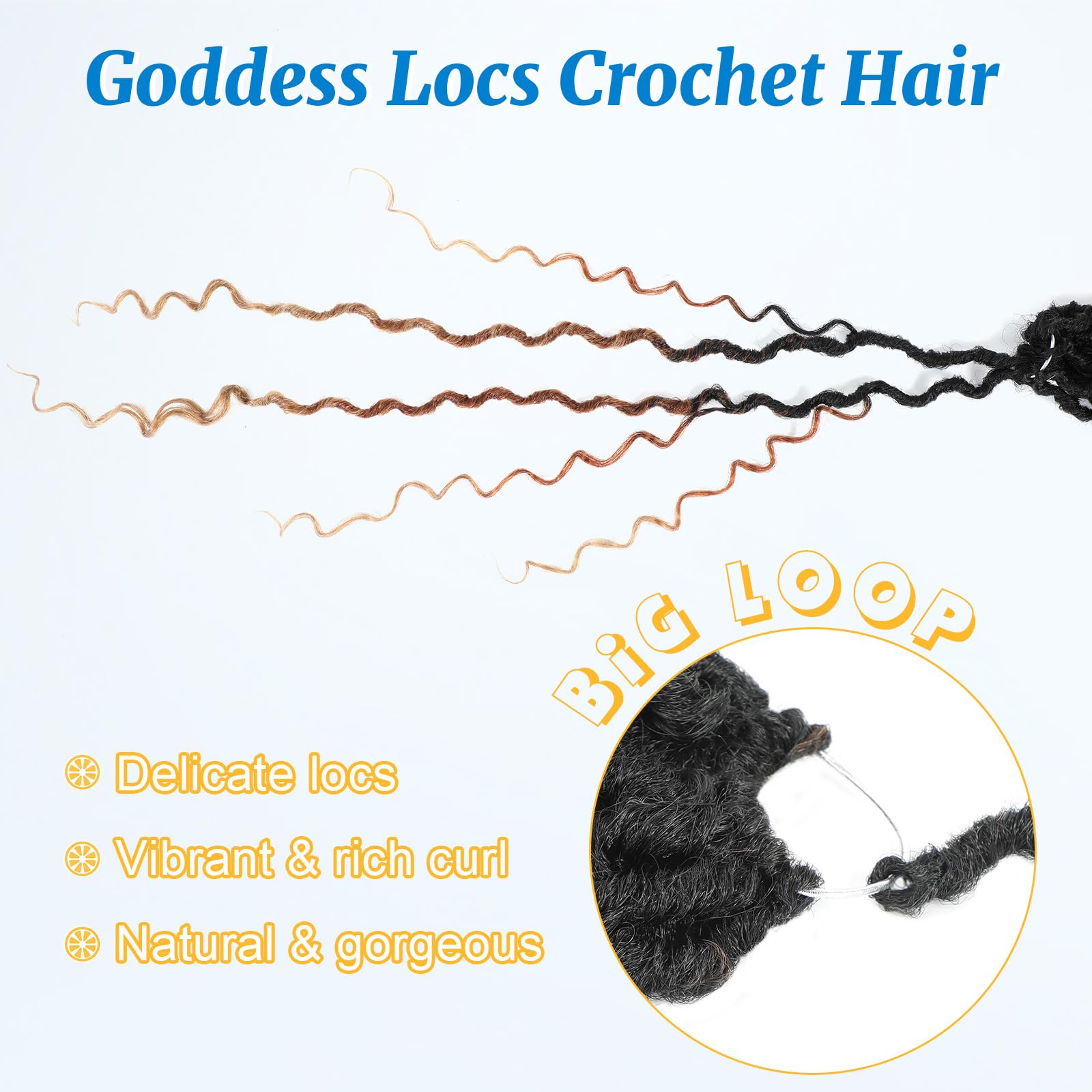 Forevery Goddess Locs Crochet Hair 22 Inch Faux Locs Crochet Hair 6 Packs Pre-Looped Crochet Hair For Black Women Boho Locs With
