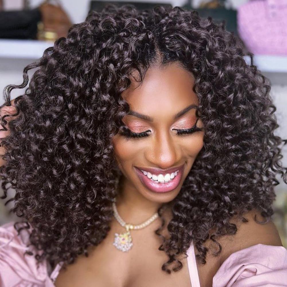 Toyotress Beach Curl Crochet Hair - 10 Inch 8 Packs Light Brown Ocean Wave Crochet Hair, Short Curly Water Wave Deep Twist Synth