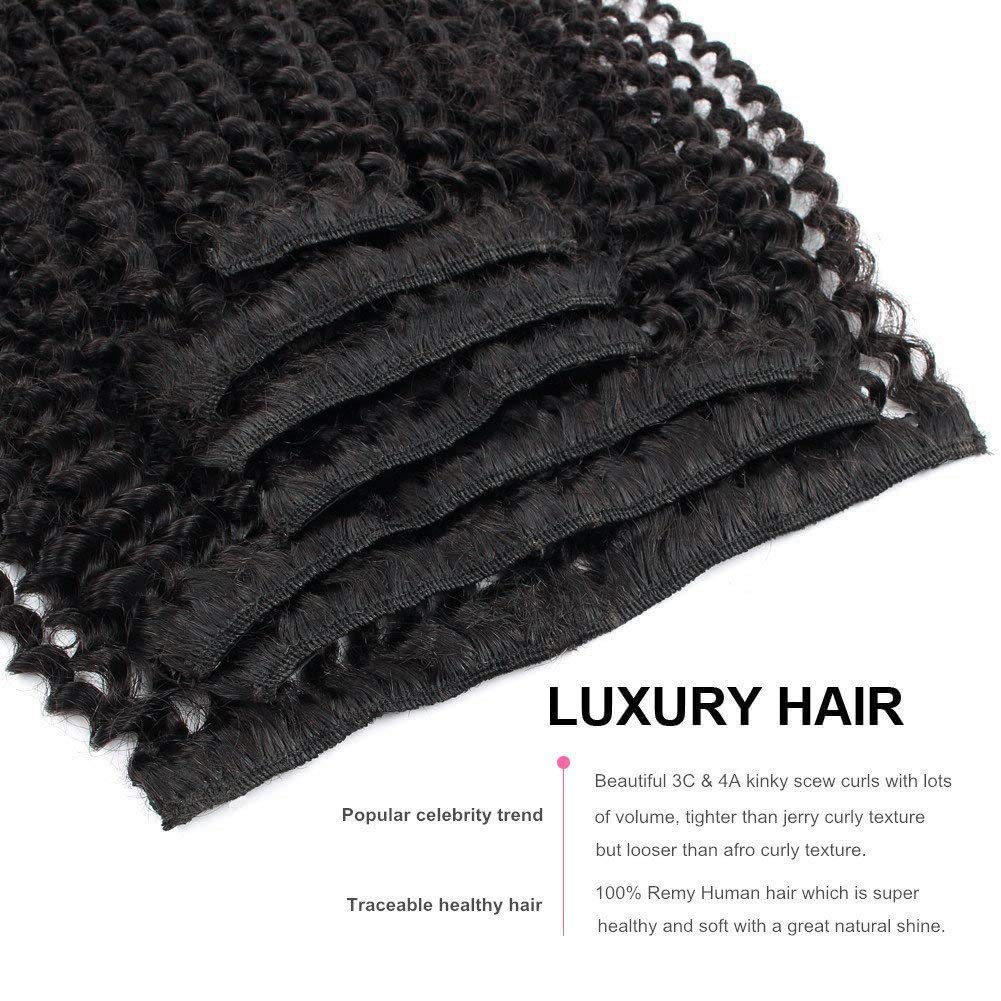 Abh Amazingbeauty Hair Kinkys Curly Clip In Hair Extensions 3C And 4A Double Wefts Real Remy Human Hair Curly Clip Ins For Afric
