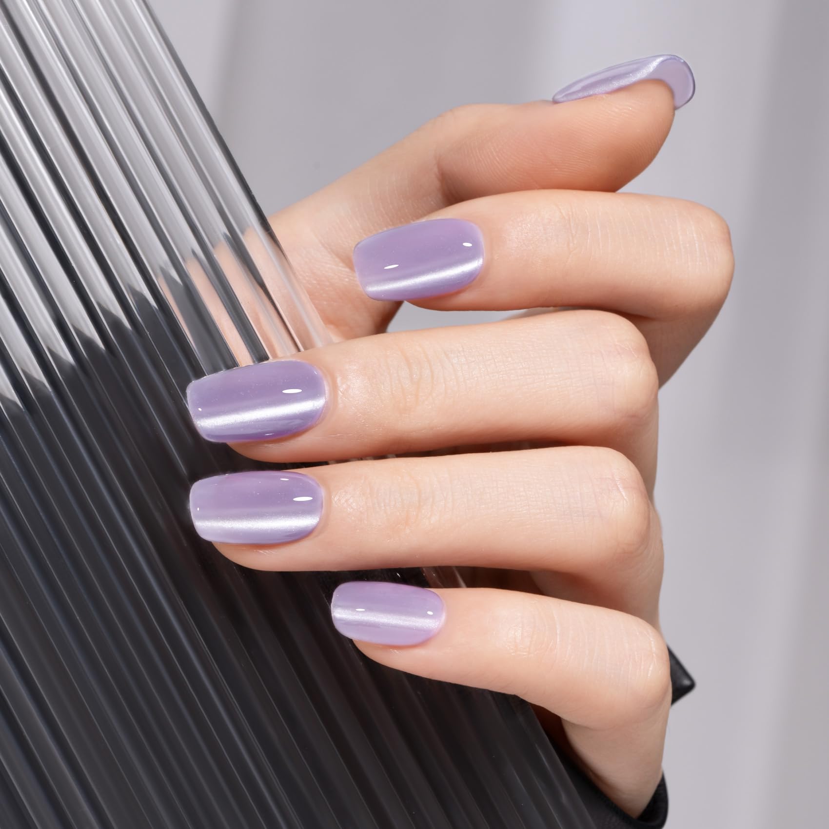 Maychao 15Ml Silk Light Purple Cat Eye Gel Nail Polish 1Pc Glassy Lilac Dream Cat Eye Gel Polish With Magnet Soak Off Holographi