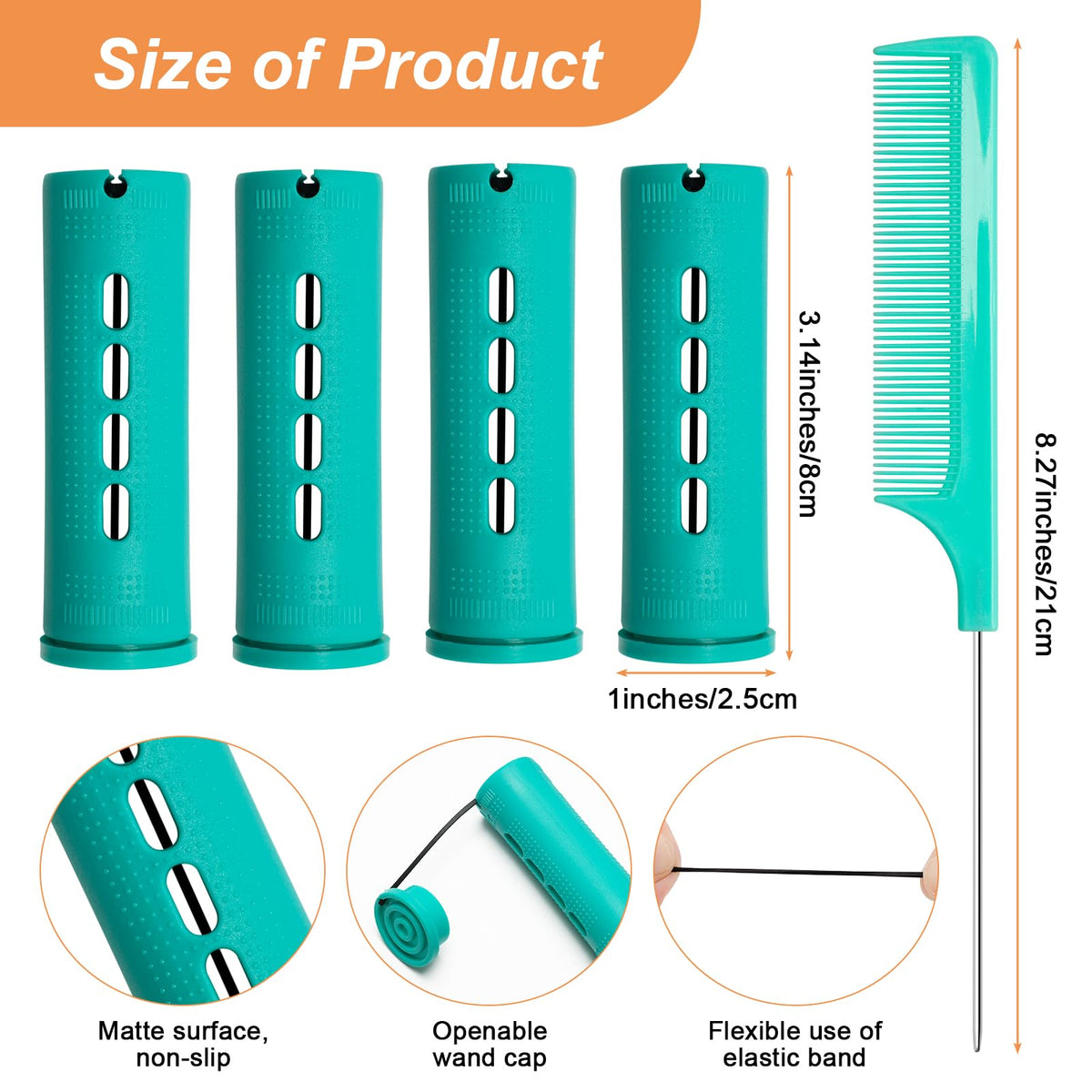 50 Pcs 1 Inch Perm Rod Set, Zhaoyao Perm Rods For Nature Hair, Cold Wa ...