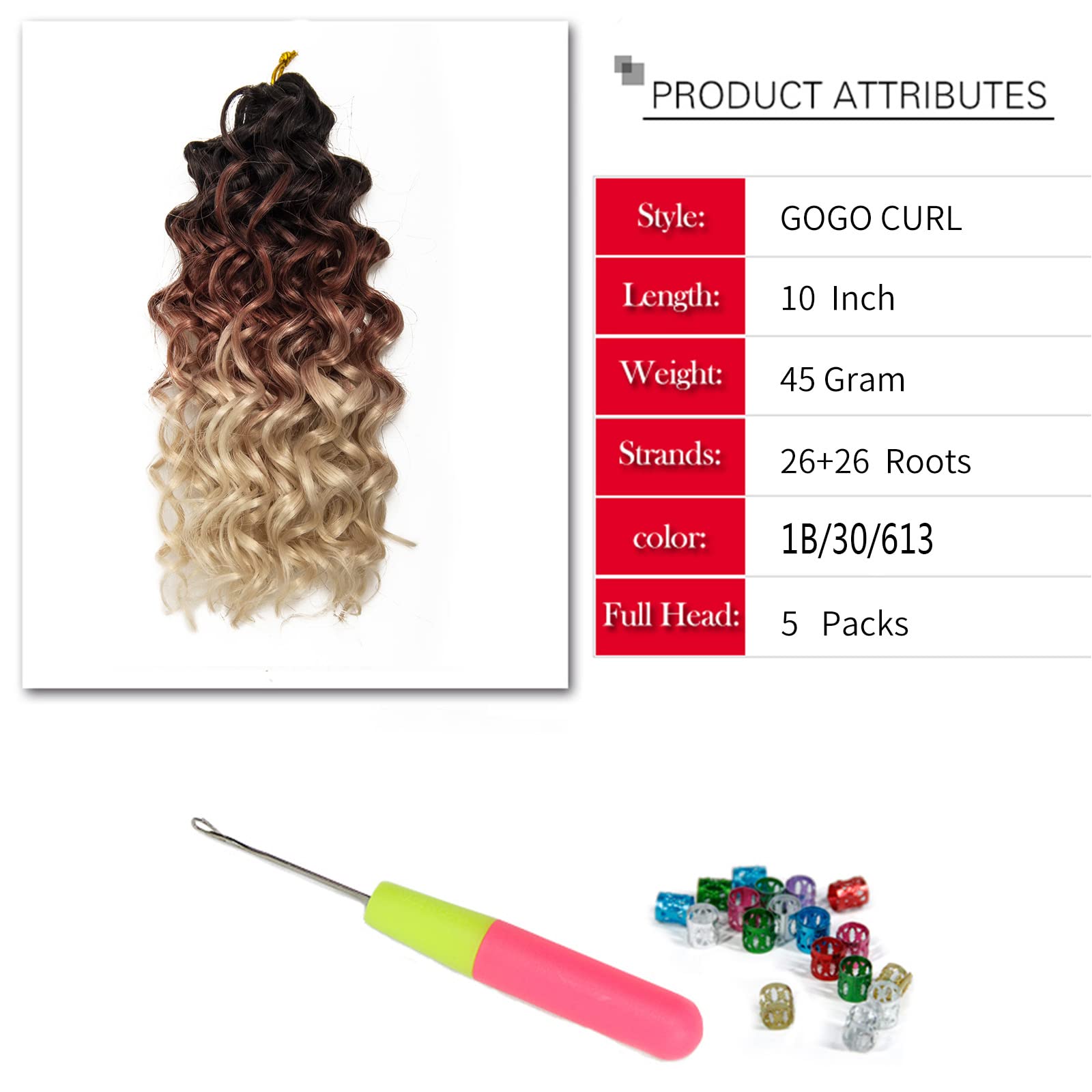 Gogo Curl Crochet Hair 10Inch Water Wave Crochet Hair Ombre Synthetic Bohemian Crochet Braid Deep Wave Braiding Hair Extensions