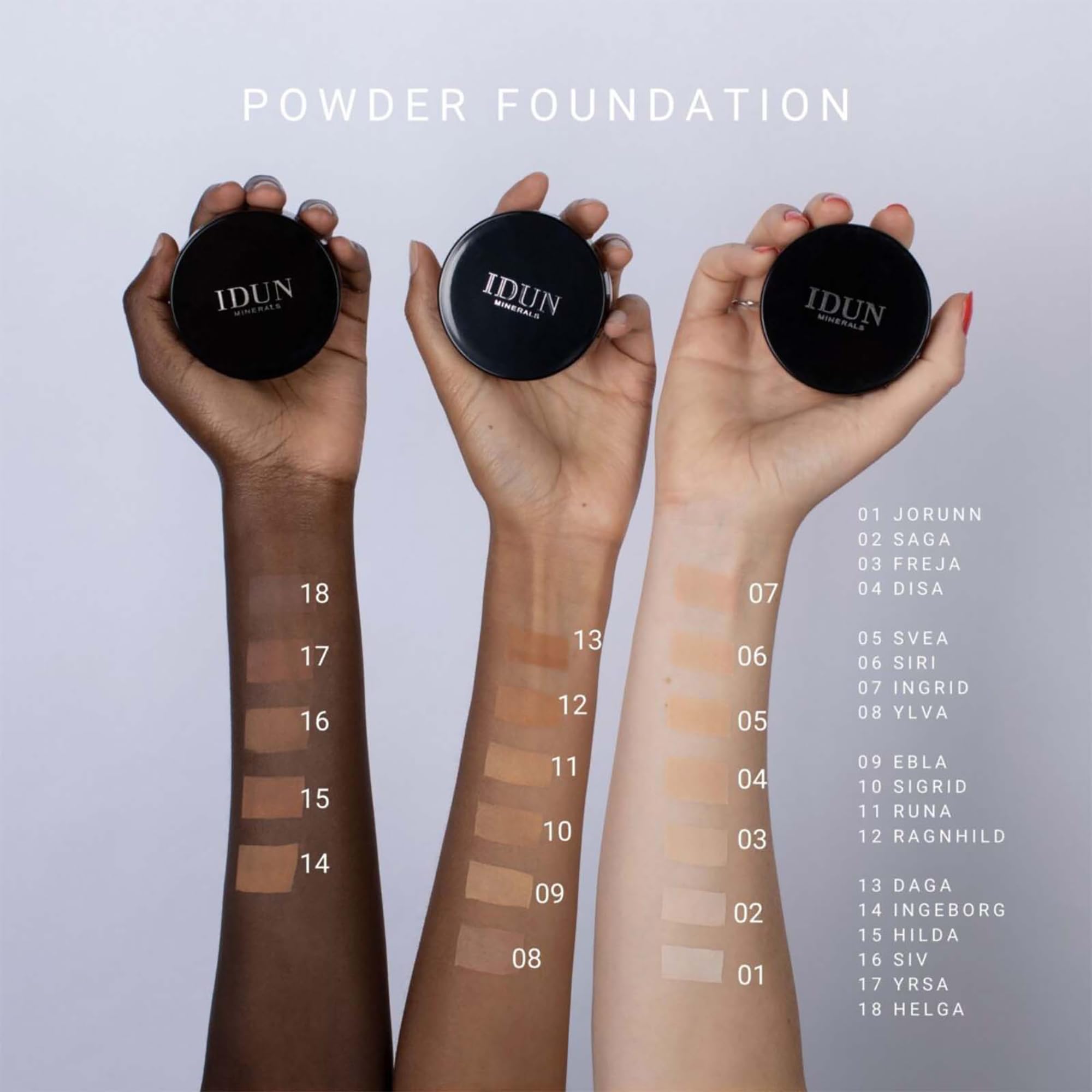 Idun Minerals Powder Foundation Embla - Loose Powder, Medium/High Coverage - Moisturizing Creamy Texture - Purified Minerals, Sp