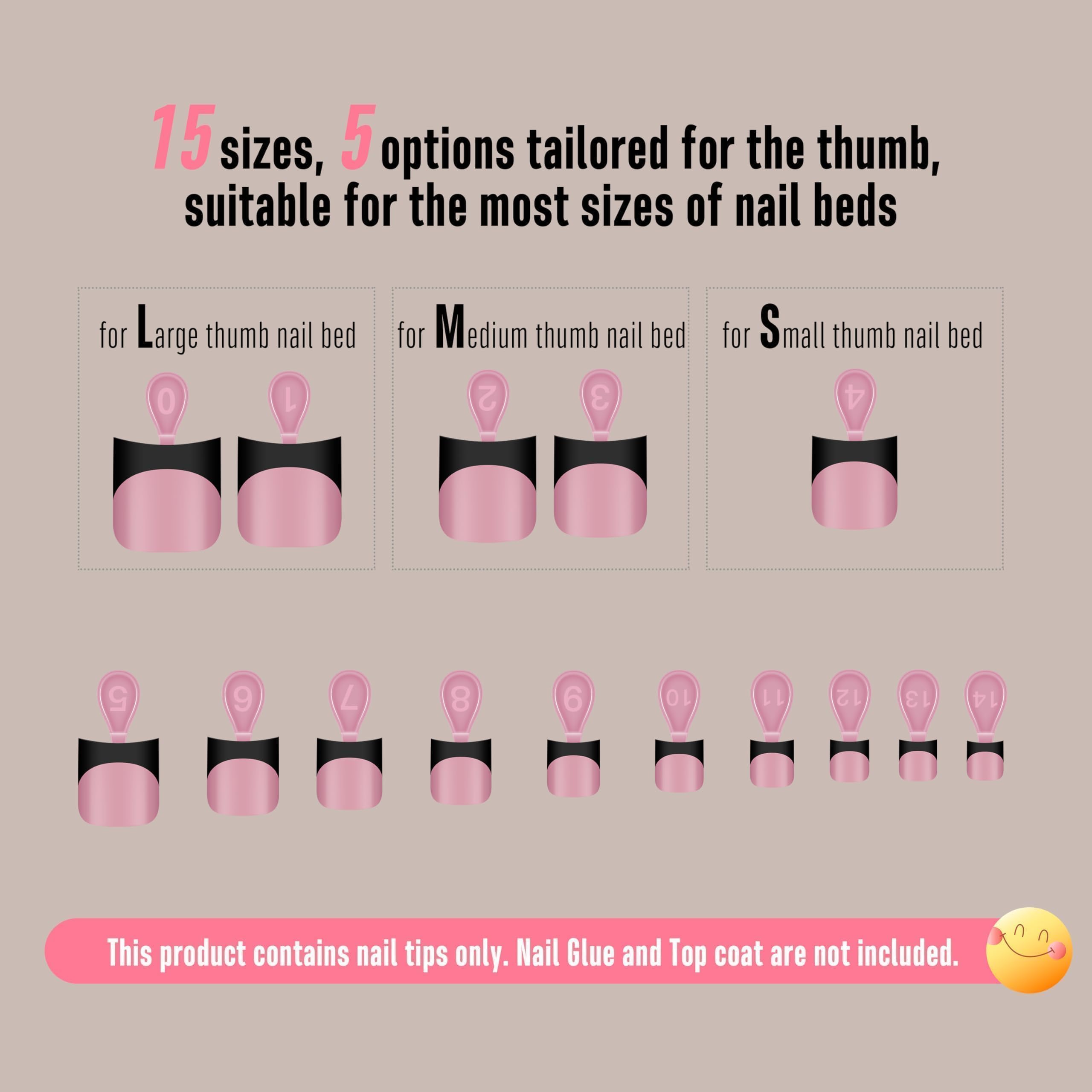 NOVO OVO Halloween Black French Tip Short Toe Nail Tips Press on with Moon Curve, BERRY PINK Thick Sharp Square Toenail Extensio