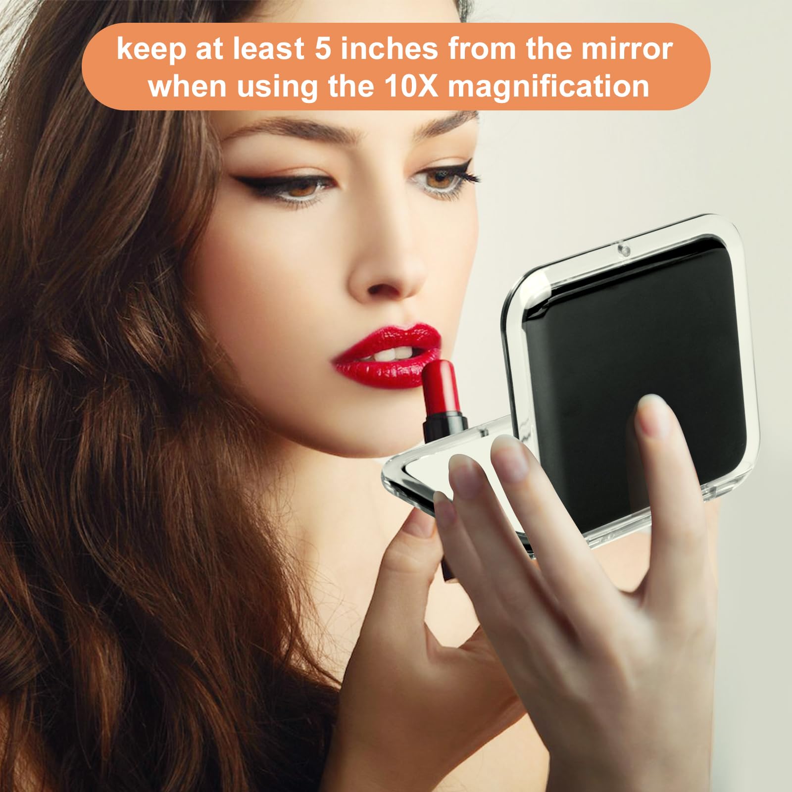 Compact 10X Magnifying Makeup Mirror for Travel, Small Pocket Mirror-Handheld, Foldable & Portable 2-Sided with 10X Magnifying a