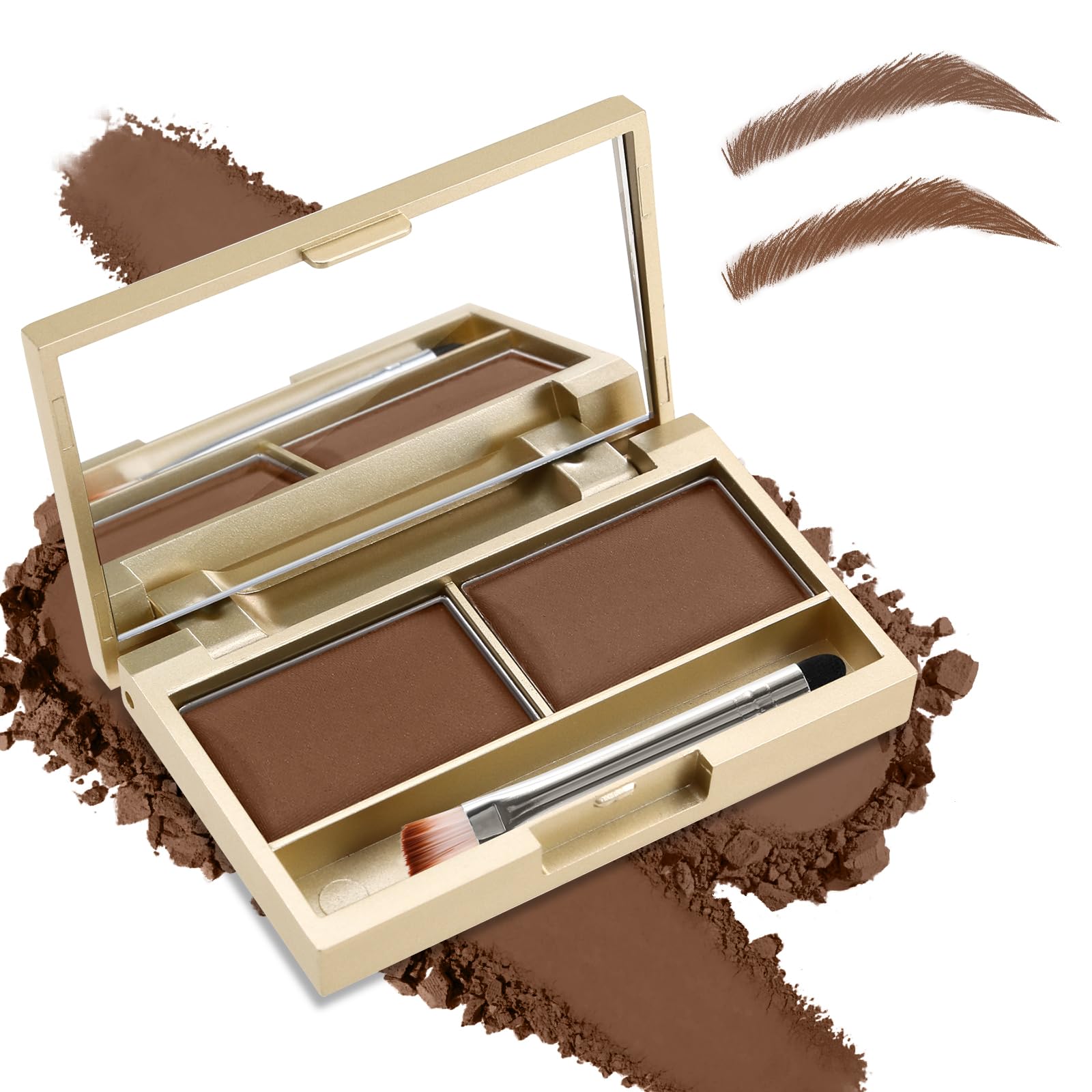 Boobeen Eyebrow Powder Kit, 2-color Waterproof Eyebrow Palette Makeup to Definer & Filler Brows, Eyebrow Color Powder Shape Natu