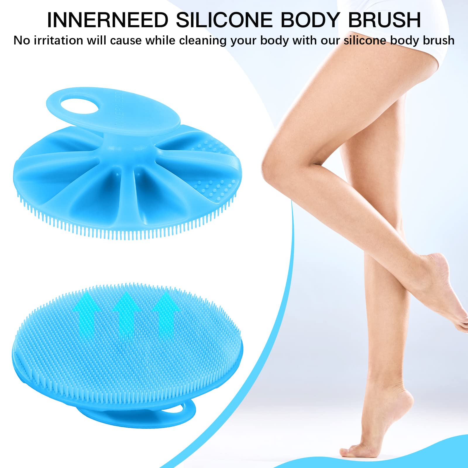 Innerneed Food-Grade Soft Silicone Body Cleansing Brush Shower Scrubber, Gentle Exfoliating And Massage For All Kinds Of Skin (B