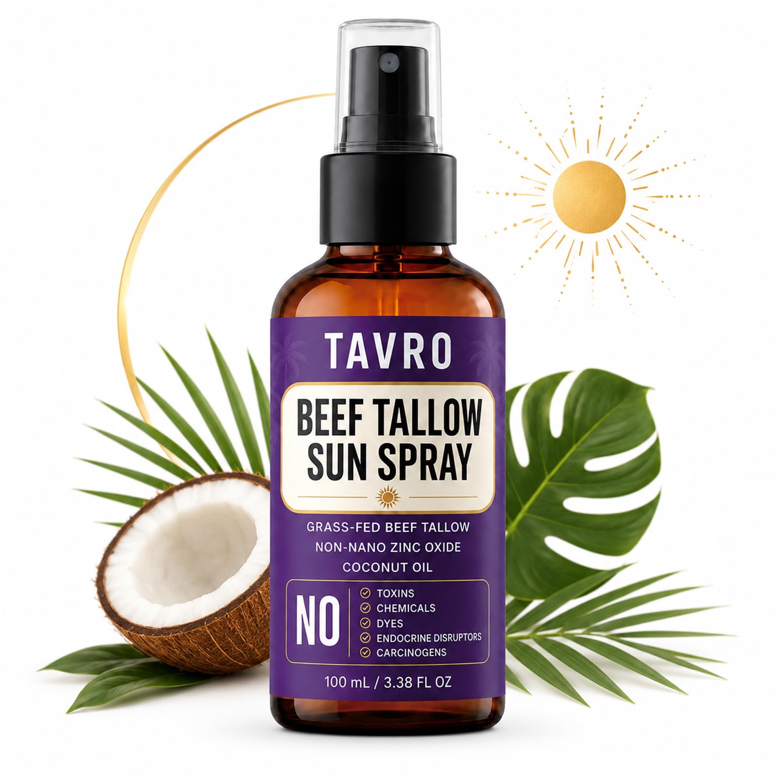 Aireva Tavro Beef Tallow Sunscreen with Zinc Oxide & Coconut Oil, 100ml