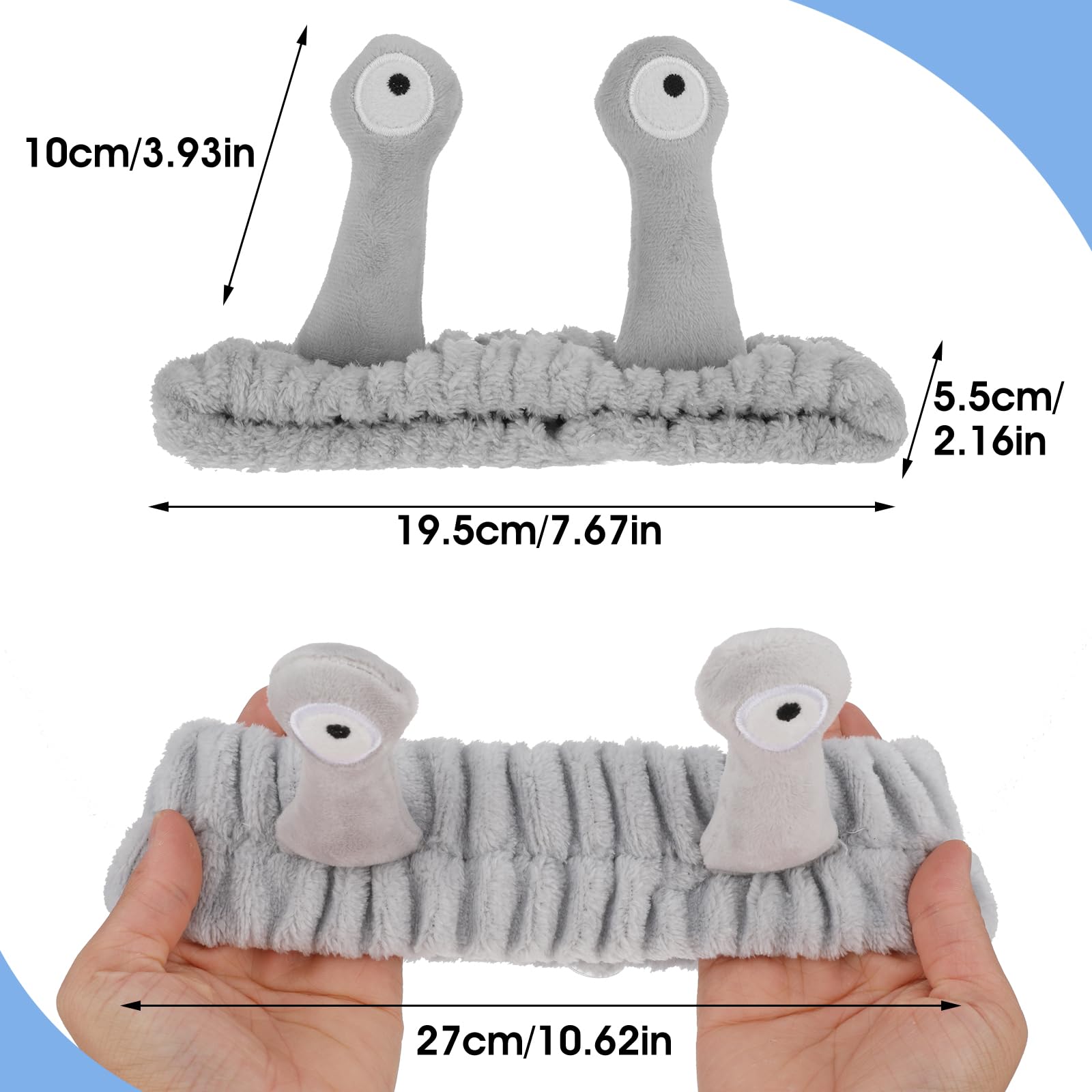 Snail Headband For Washing Face, Face Wash Headband, Spa Hair Bands Makeup Headbands Women Cartoon Cute Coral Fleece Elastic Hea