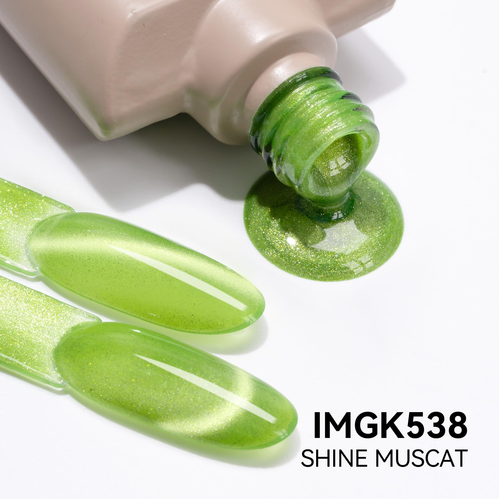 Maychao 15Ml Shine Muscat Cat Eye Gel Nail Polish 1Pc Green Glitter Cat Eye Gel Polish With Magnet Soak Off Holographic Magnetic