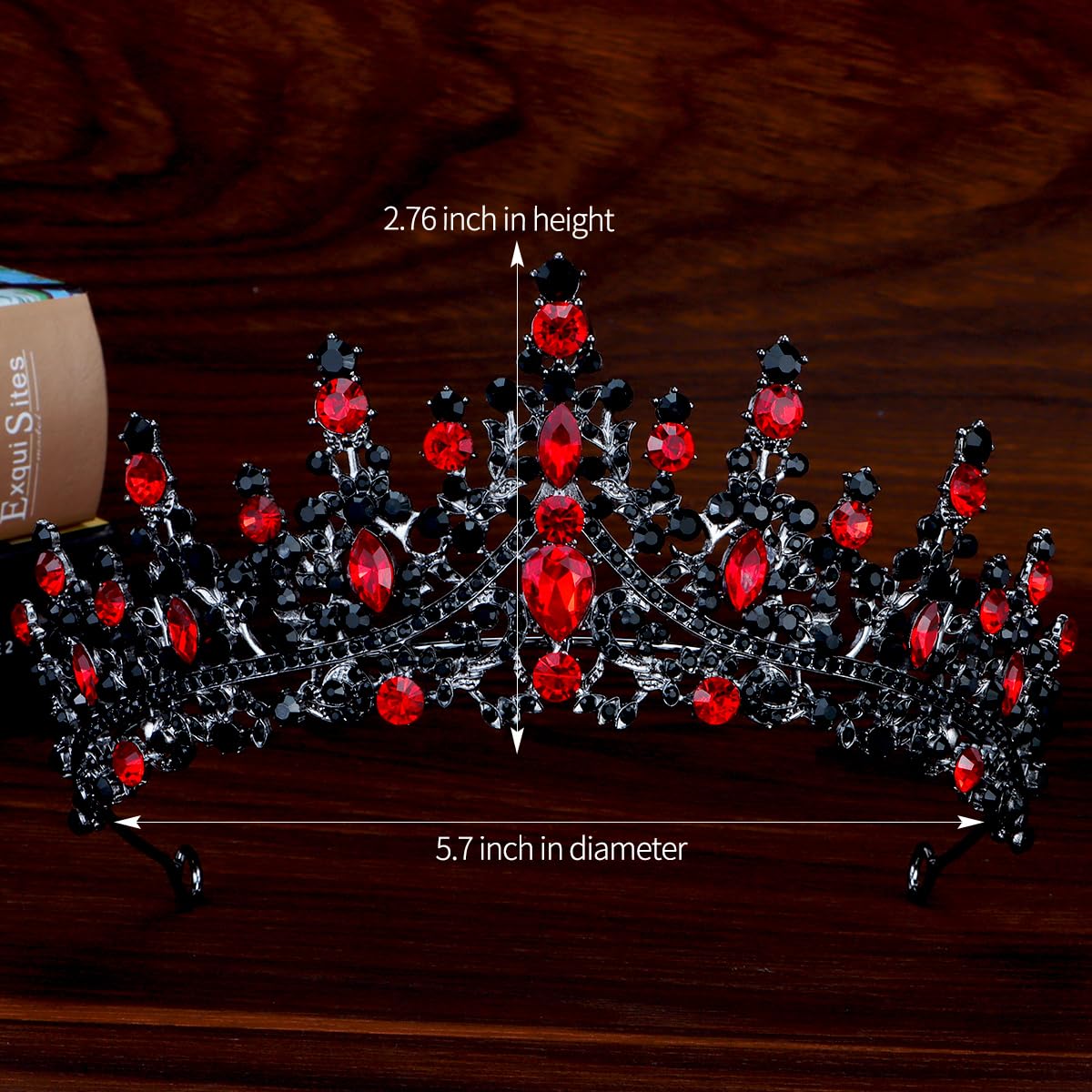 Tobatoba Queen Of Hearts Crown, Royal Queen Crown For Women, Gothic Black Crown Red Crown, Princess Tiaras For Women Girls, Baro