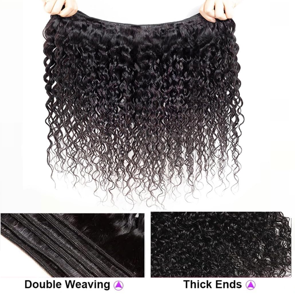 Deep Wave Bundles Human Hair 4 Bundles (18 20 22 24 Inches) 12A Virgin Curly Bundles 100% Human Hair Deep Wave Bundles Deep Curl