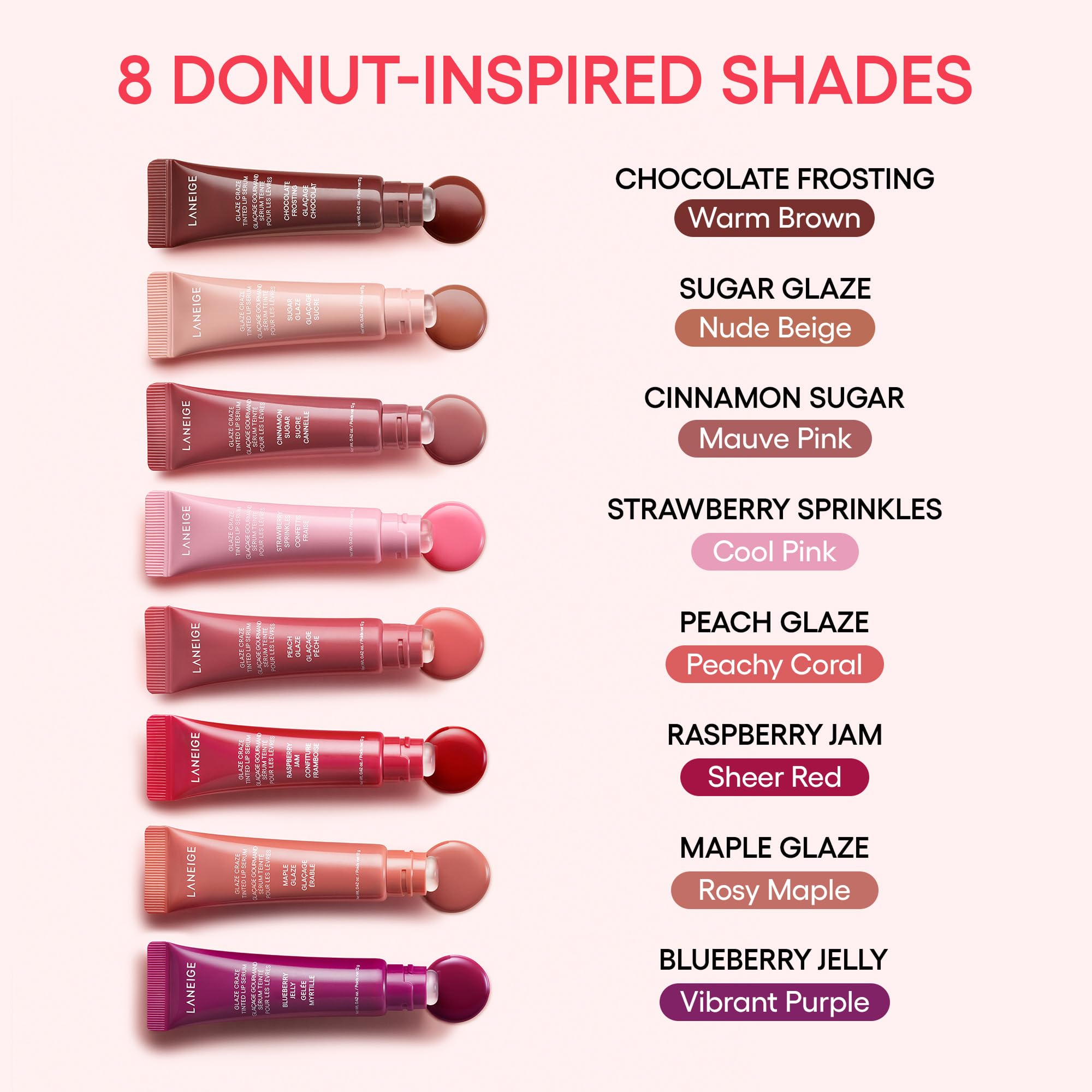 LANEIGE Glaze Craze Tinted Lip Serum Strawberry Sprinkles: Plumping, Nourishing Hydration with Polypeptide
