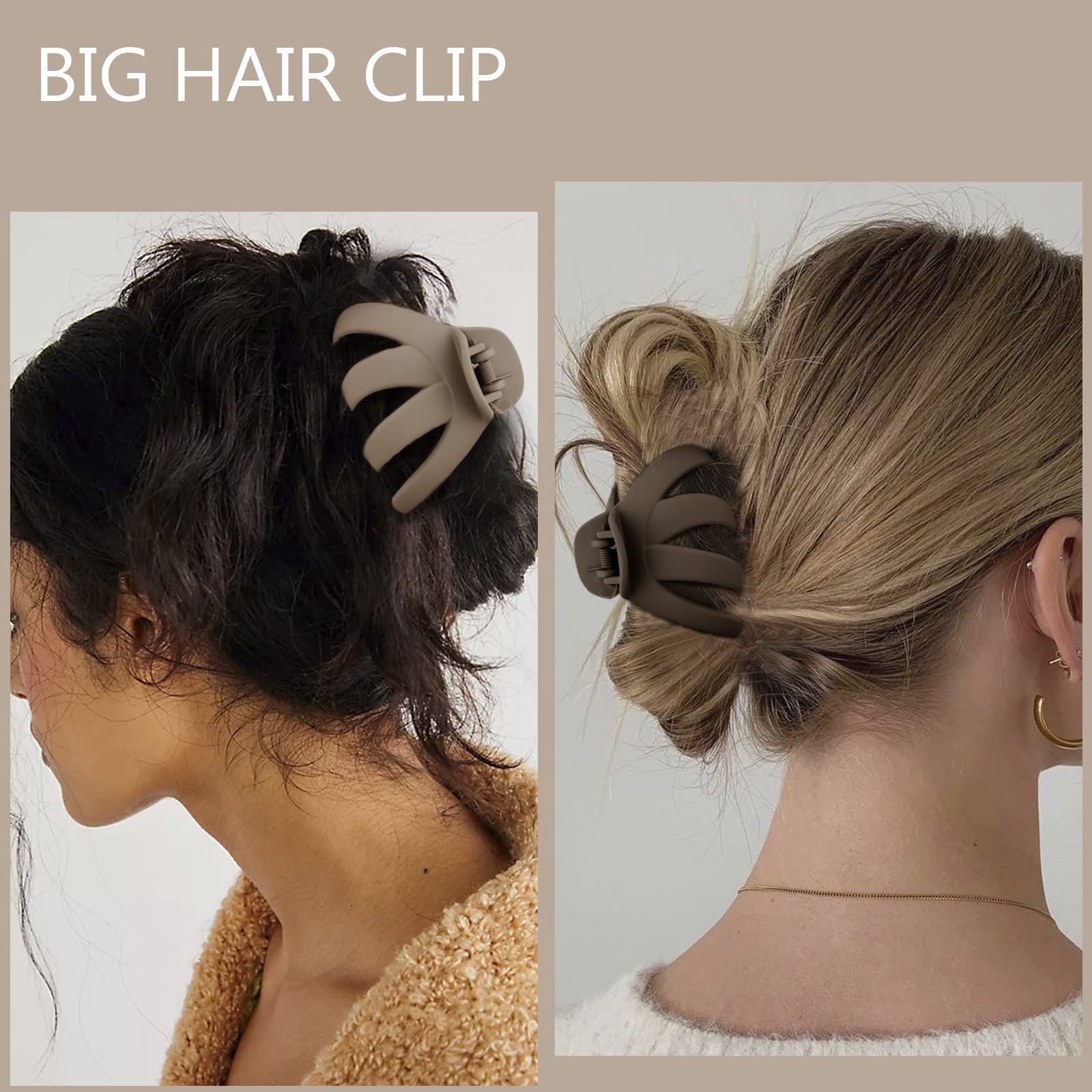 4 Pcs Octopus Hair Clips For Thick Hair - Large Claw Clips For Women, Matte Neutral Color, Strong Grip Non-Slip Jaw Clips