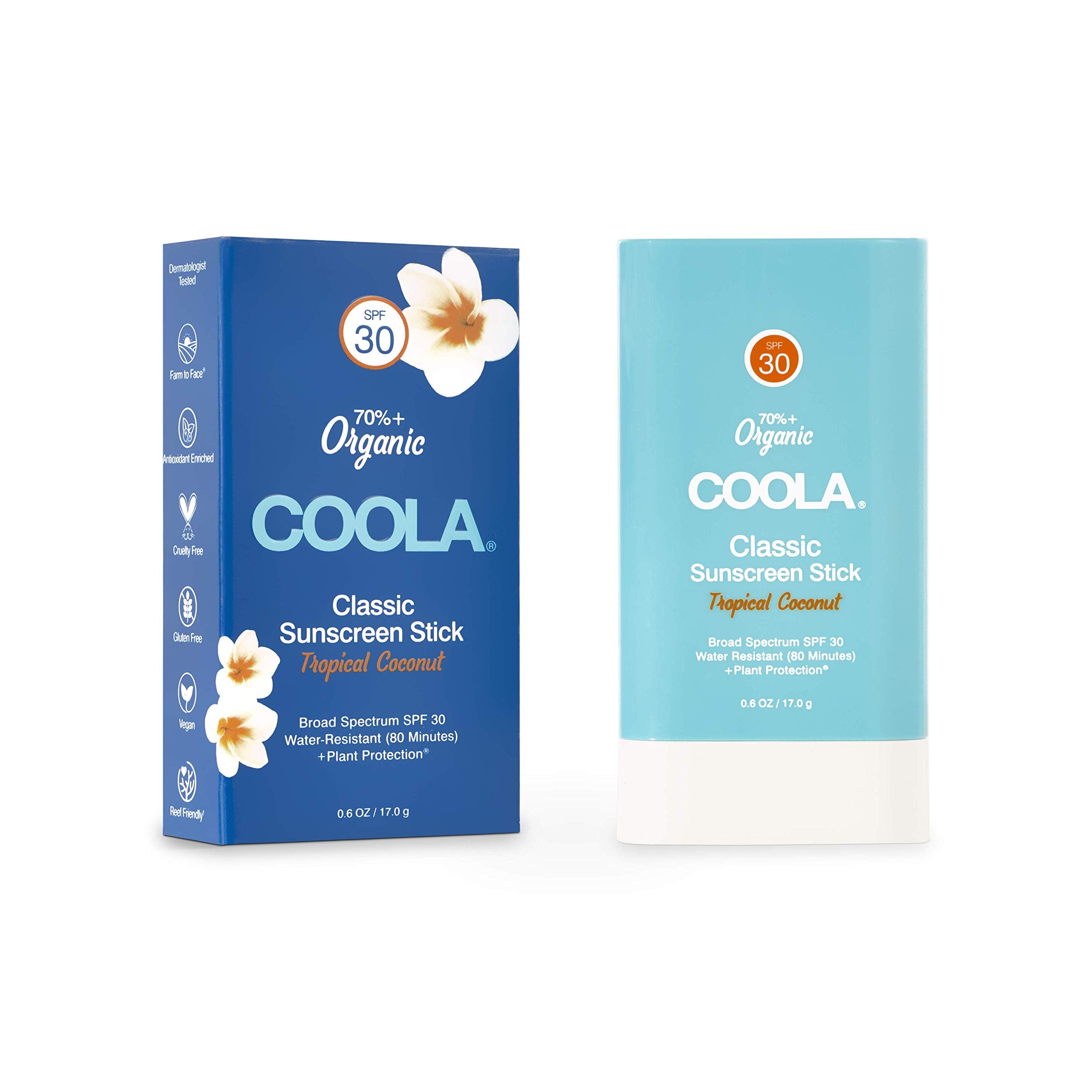 Coola Organic Face Sunscreen Spf 30 Sunblock Lotion Stick, Dermatologist Tested Skin Care For Daily Protection, Vegan And Gluten