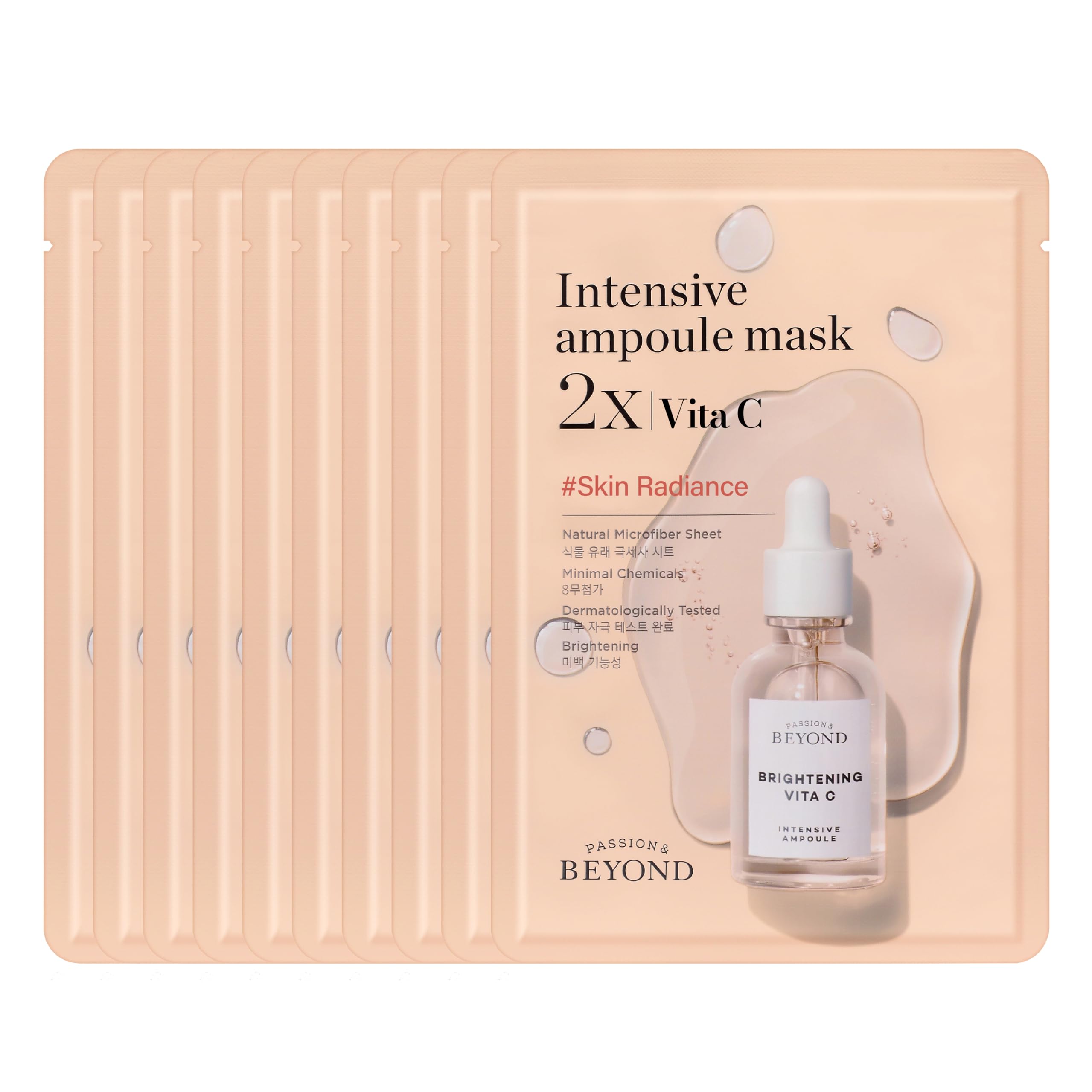 Beyond Intensive Ampoule Mask 2X With Vitamin C And Niacinamide For And Sensitive Skin - Dermatologically Tested Hypoallergenic