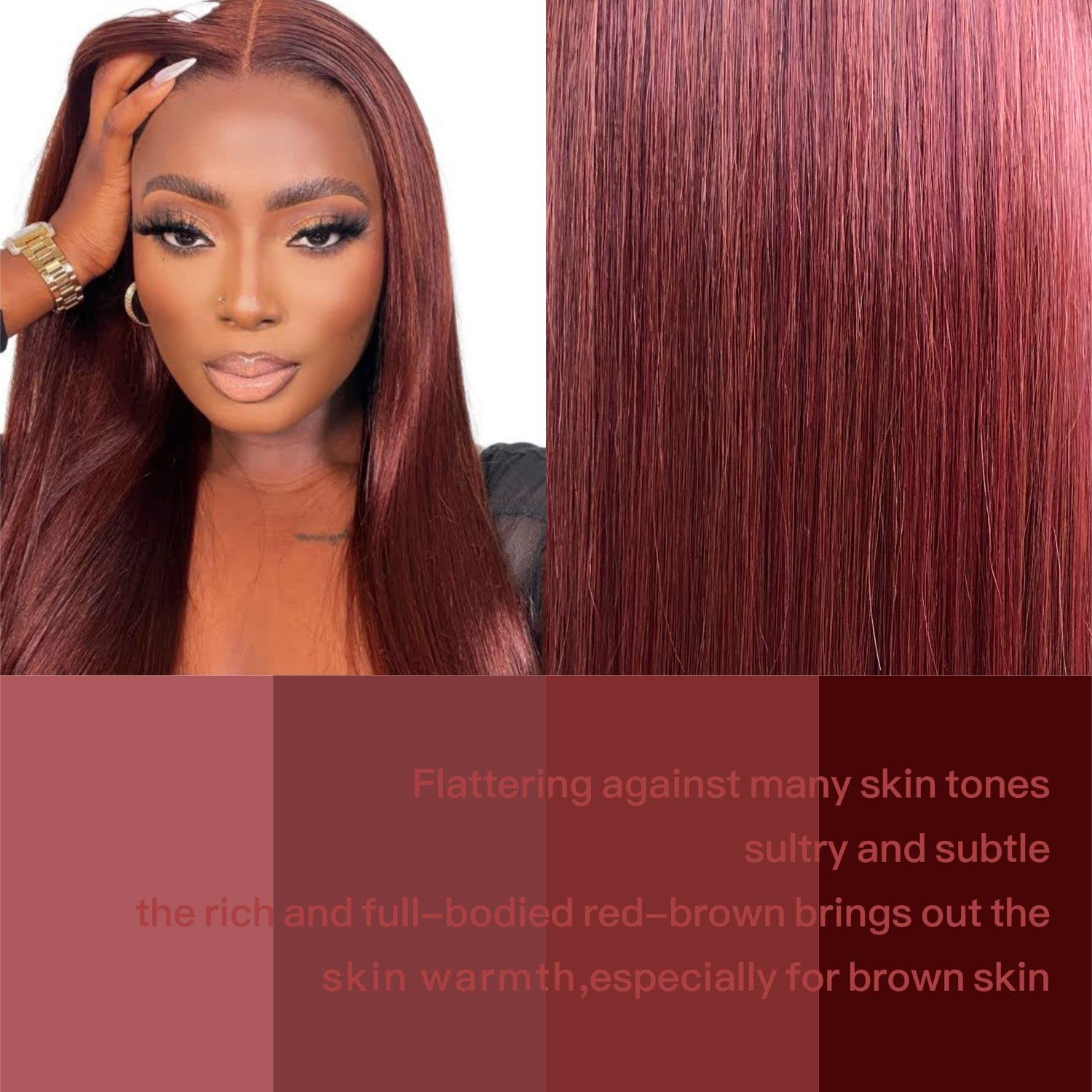 Brownbomb Reddish Brown Lace Front Wigs Pre Plucked Ready To Wear, Hd Glueless 13X5X1 Synthetic Lace Front Wigs For Women 180 De