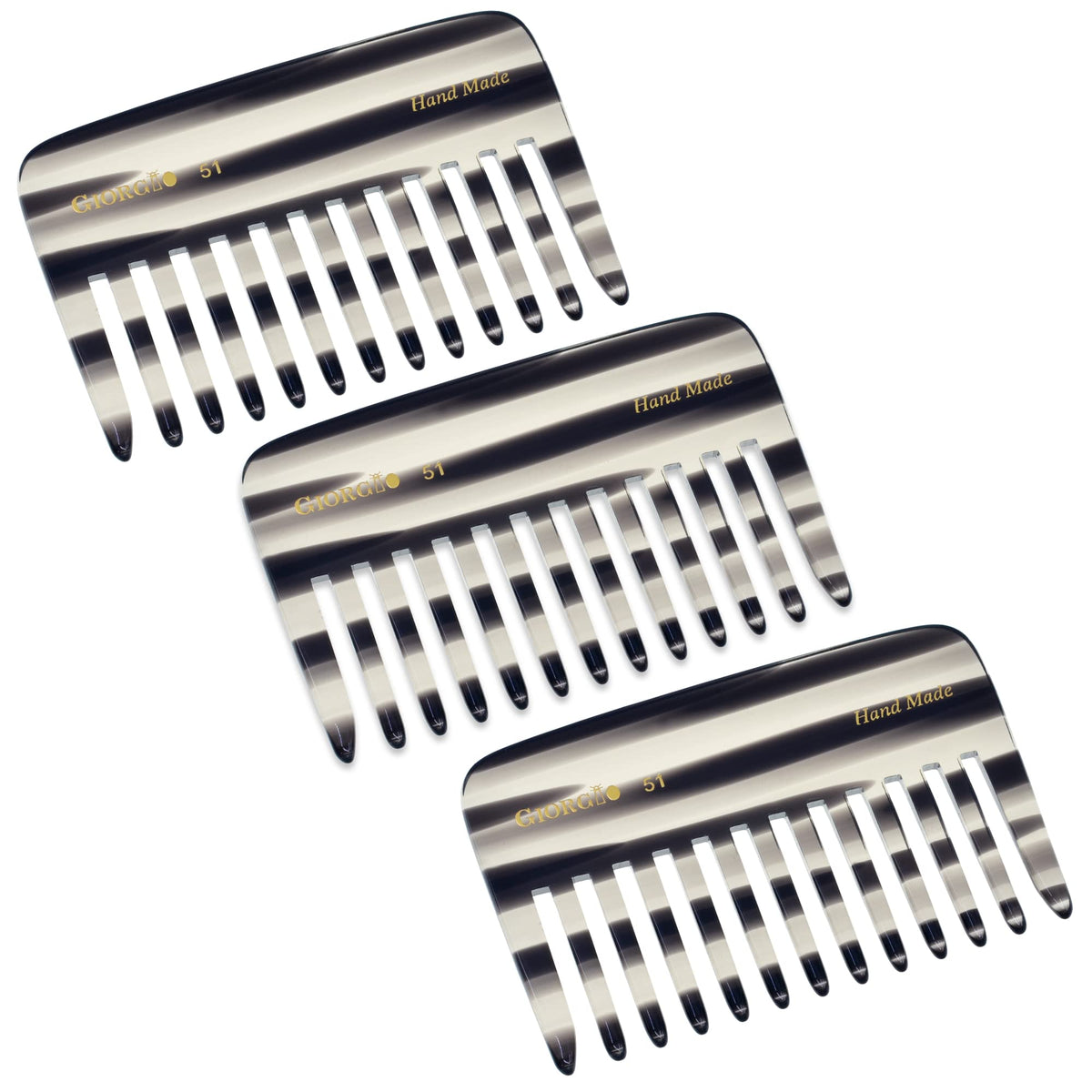 Giorgio Cellulose Small Travel Purse Hair Detangling Comb, Wide Teeth - Handmade, Flexible, Long Lasting, For Wet/Dry Thick Curl