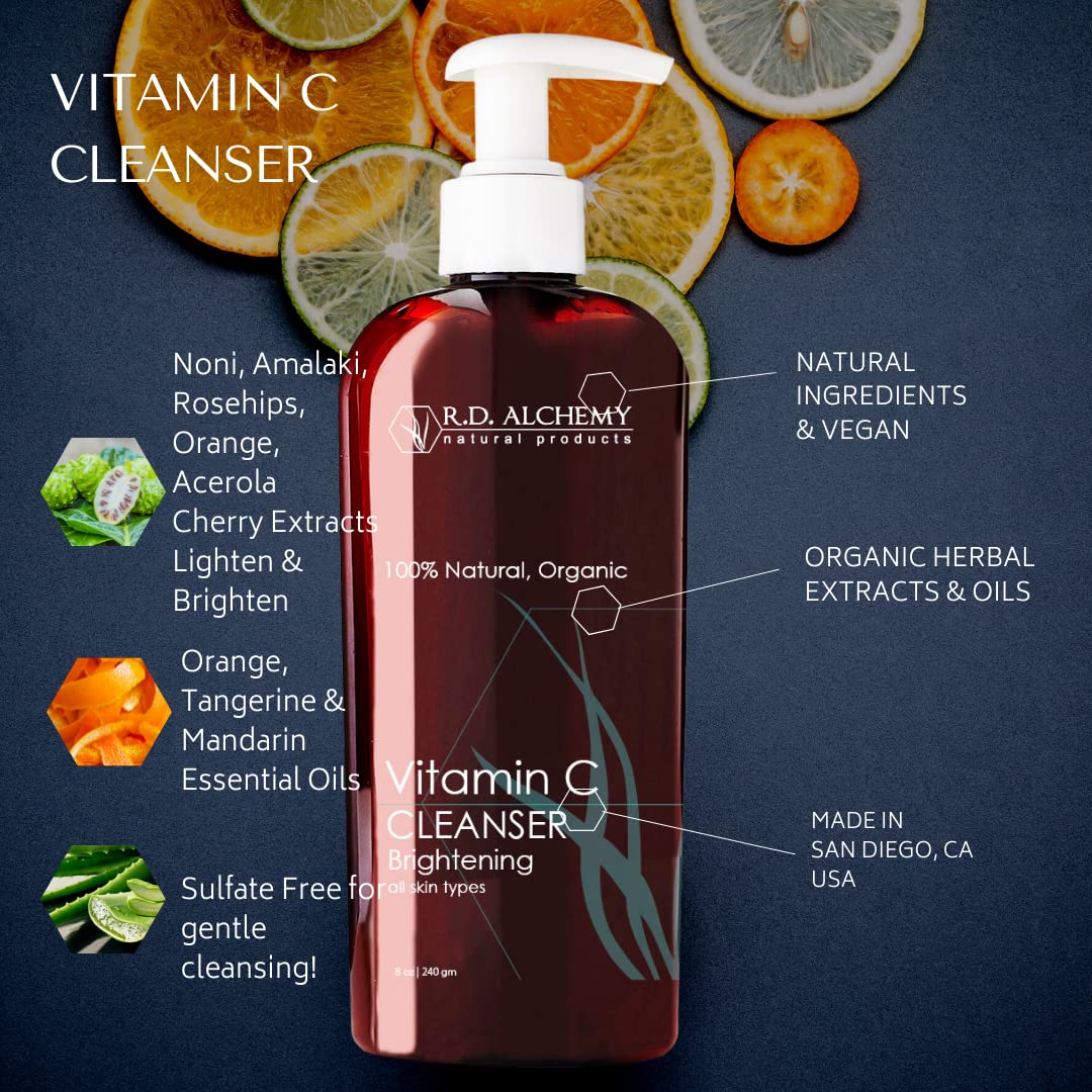 RD Alchemy - Natural & Organic Vitamin C Cleanser. Sulfate free cleanser brightens skin tone and texture as it cleanses skin fro
