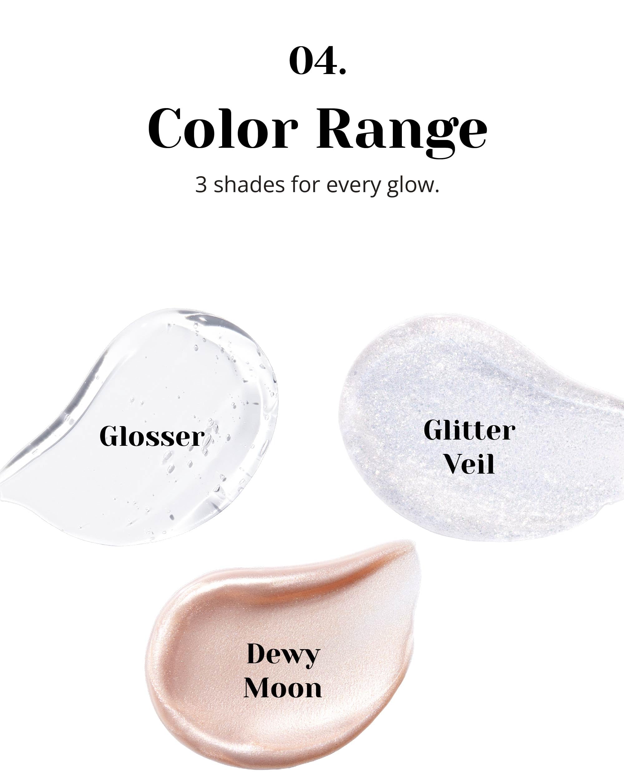 Glint Liquid Gel Highlighter (Dewy Moon, 0.1Oz) - Multi-Use Face & Body Gloss For Smooth Glow, Long-Lasting Illuminator Balm For