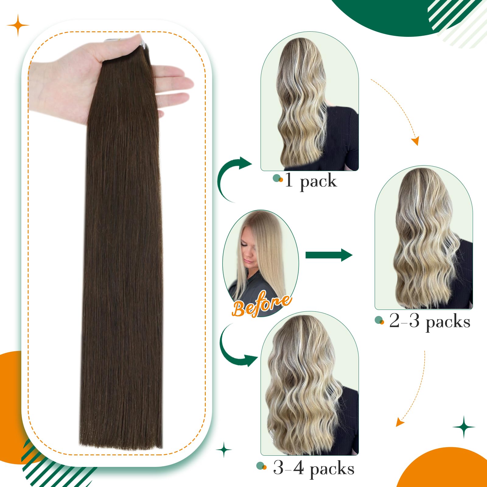 Easyouth Tape In Hair Extensions Human Hair Brown Tape In Human Hair Extensions Darkest Brown Tape In Extensions Long Straight 2