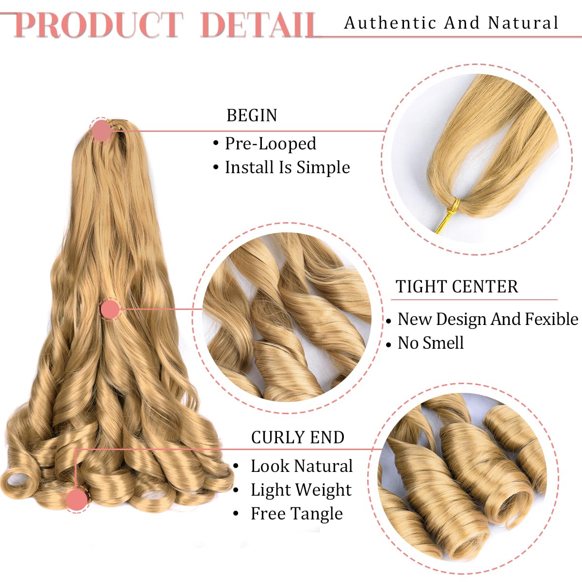 Curly Braiding Hair 24 Inch Loose Wavy 8 Pack Bouncy French Curly Braiding Hair Extensions 75G/Pack 27# French Curls Synthetic C