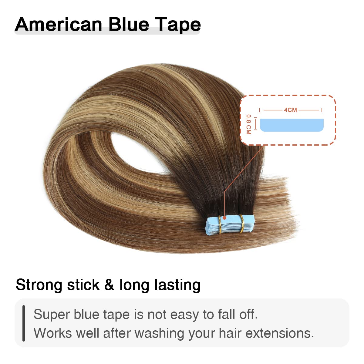 Suyya Tape In Hair Extensions Human Hair Balayage Darkest Brown To Chestnut Brown And Light Blonde 20 Inch 50G/Pack 20Pcs Straig