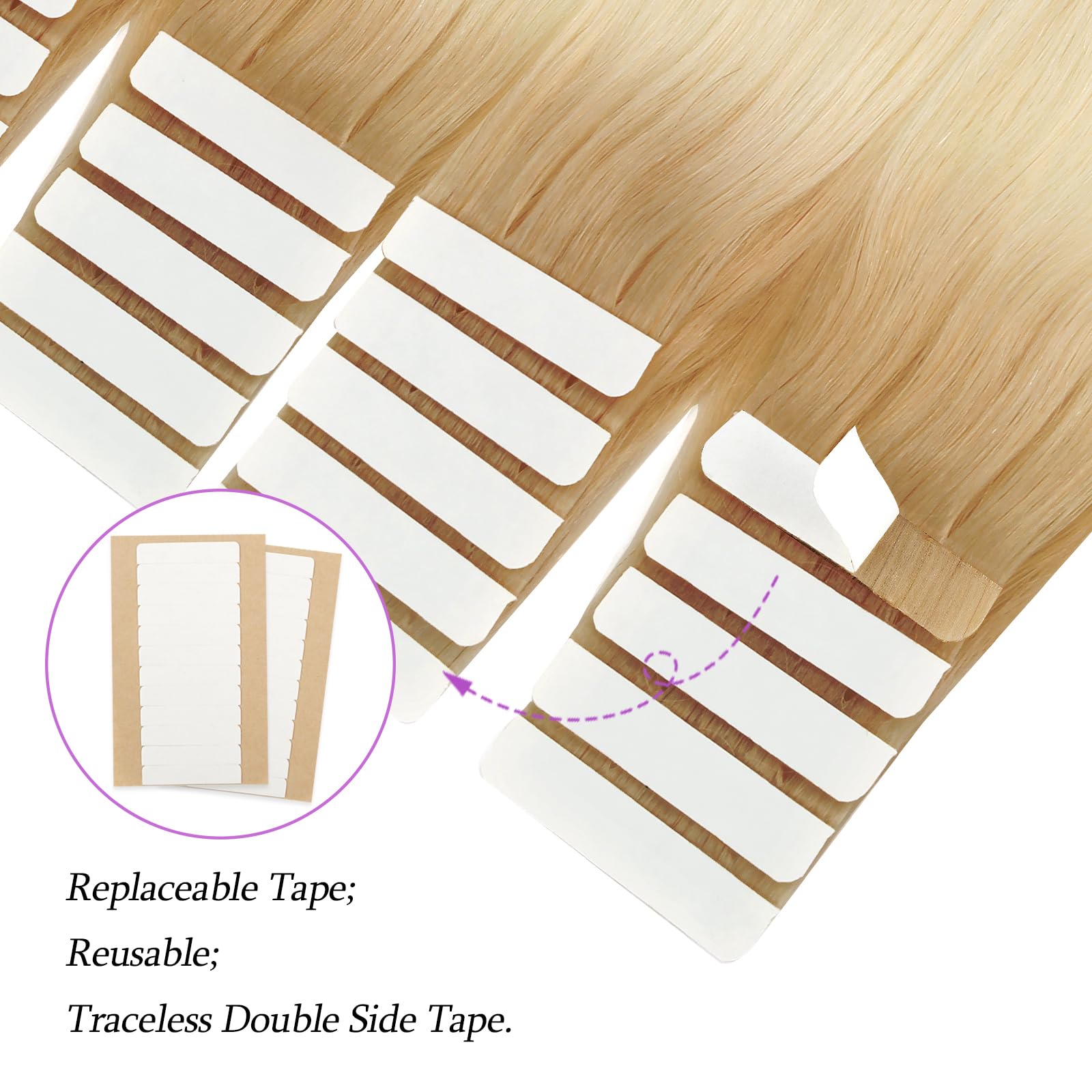 Abh Amazingbeauty Hair Rooted Tape In Hair Extensions, Remy Human Hair, 20 Pieces 50 Grams, Platinum Blonde With Dirty Blonde Ro